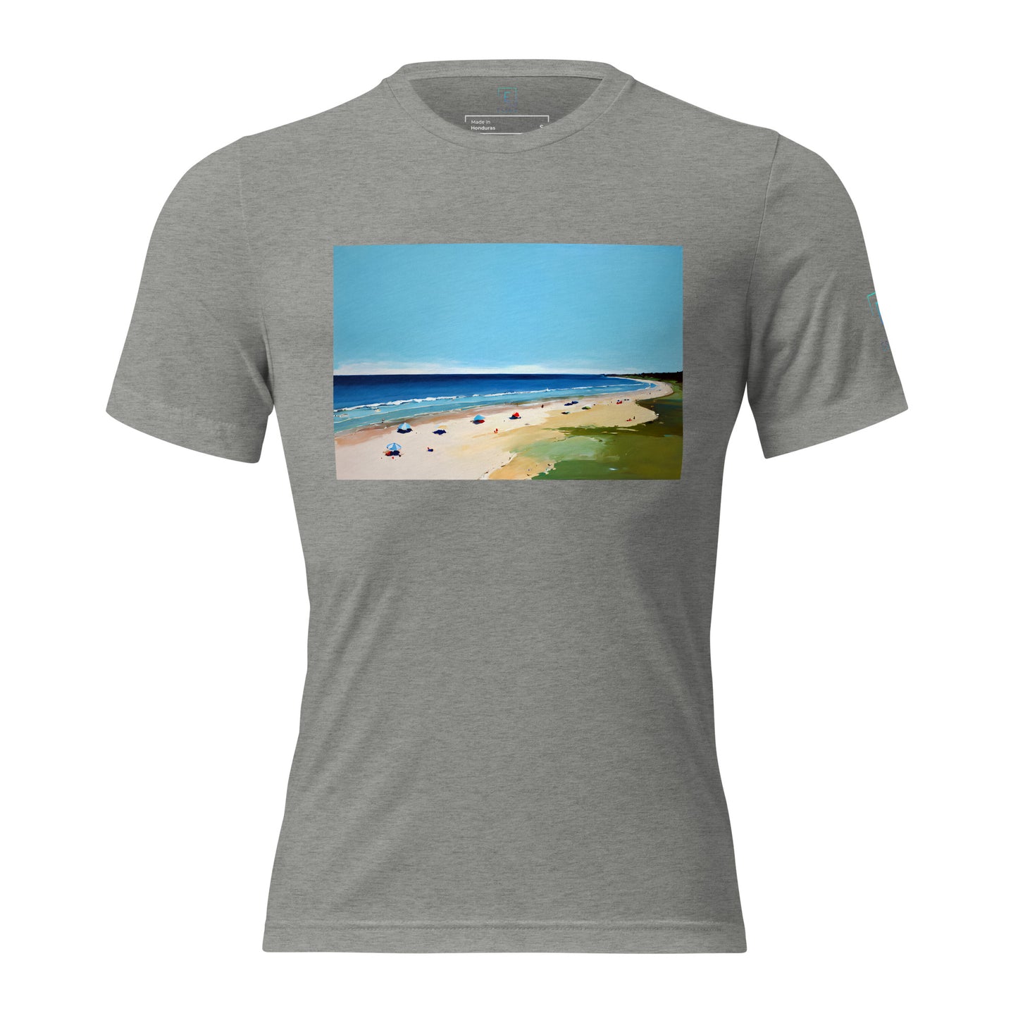 Men's Short Sleeve T-Shirt With Printed Logo On Left Shoulder - Beach 8002