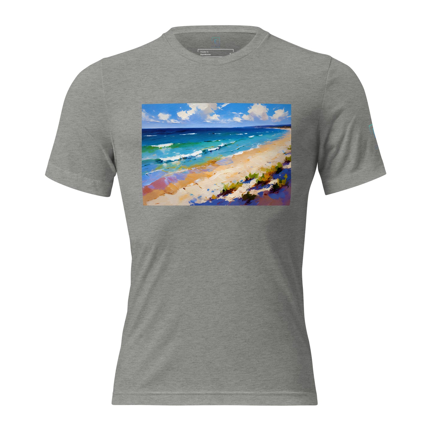 Men's Short Sleeve T-Shirt With Printed Logo On Left Shoulder - Beach 9002