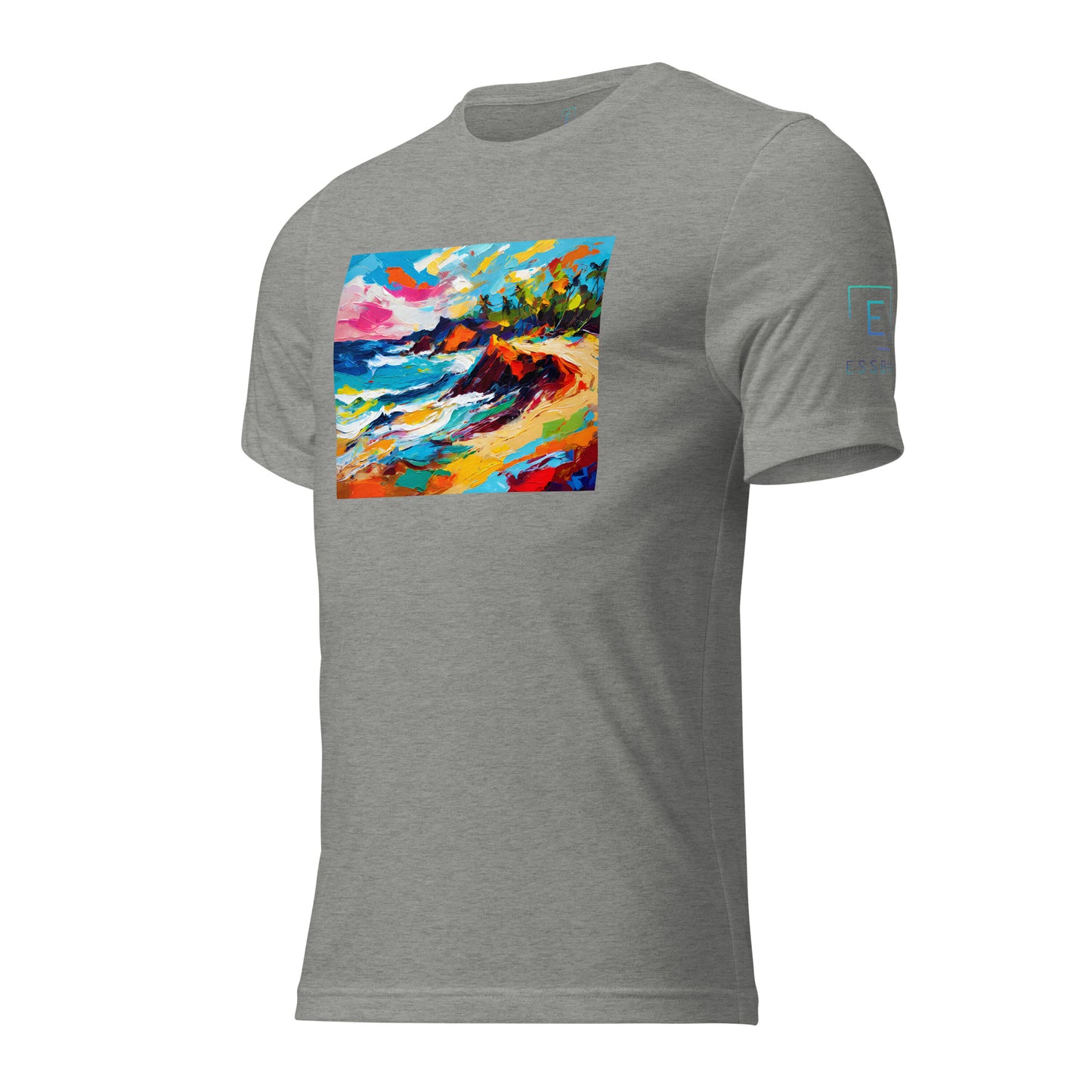 Men's Short Sleeve T-Shirt With Printed Logo On Left Shoulder - Beach 14001