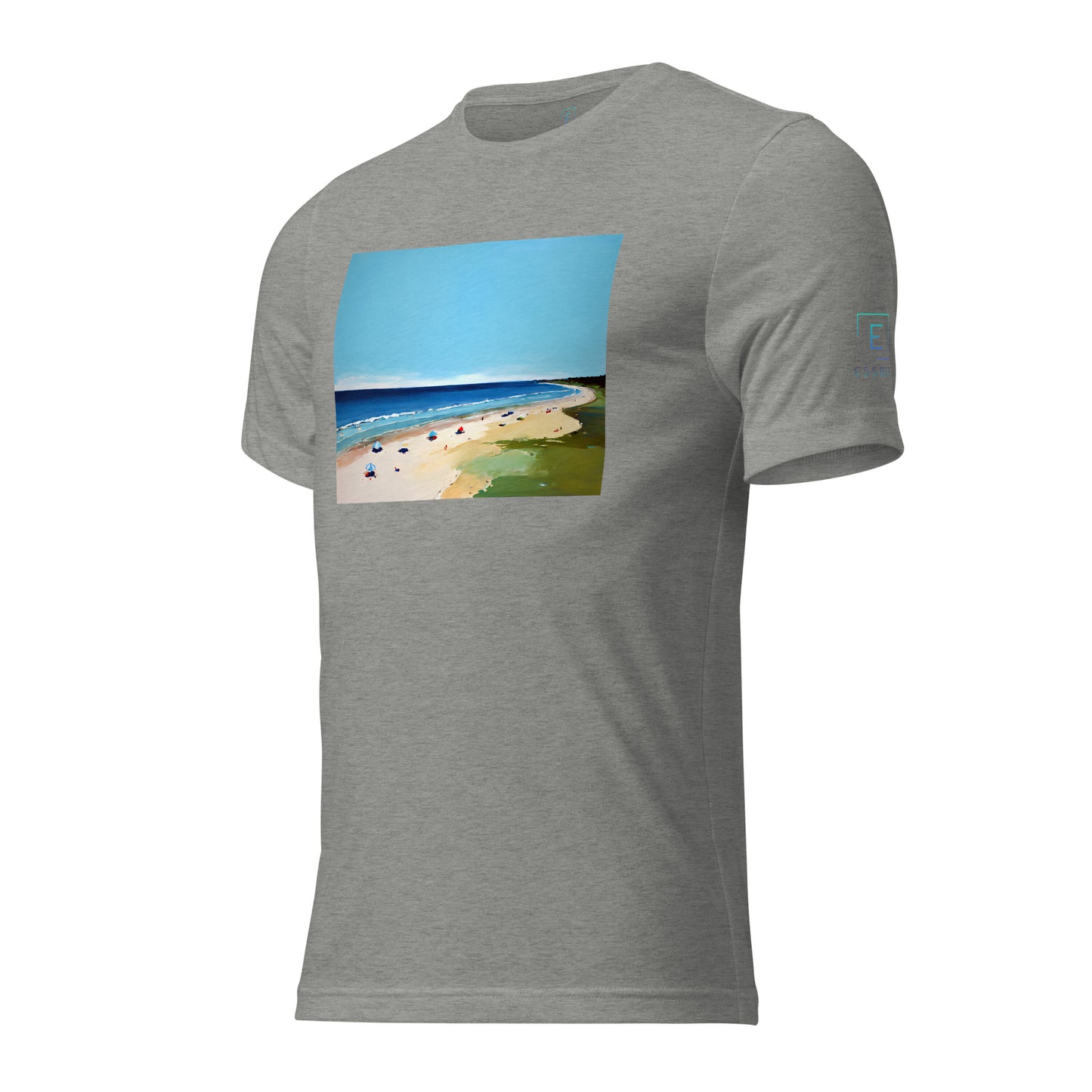 Men's Short Sleeve T-Shirt With Printed Logo On Left Shoulder - Beach 8002