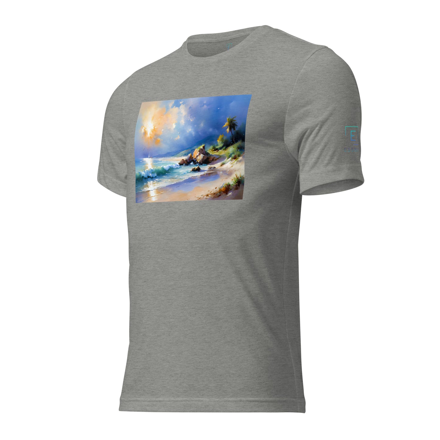 Men's Short Sleeve T-Shirt With Printed Logo On Left Shoulder - Beach 3002