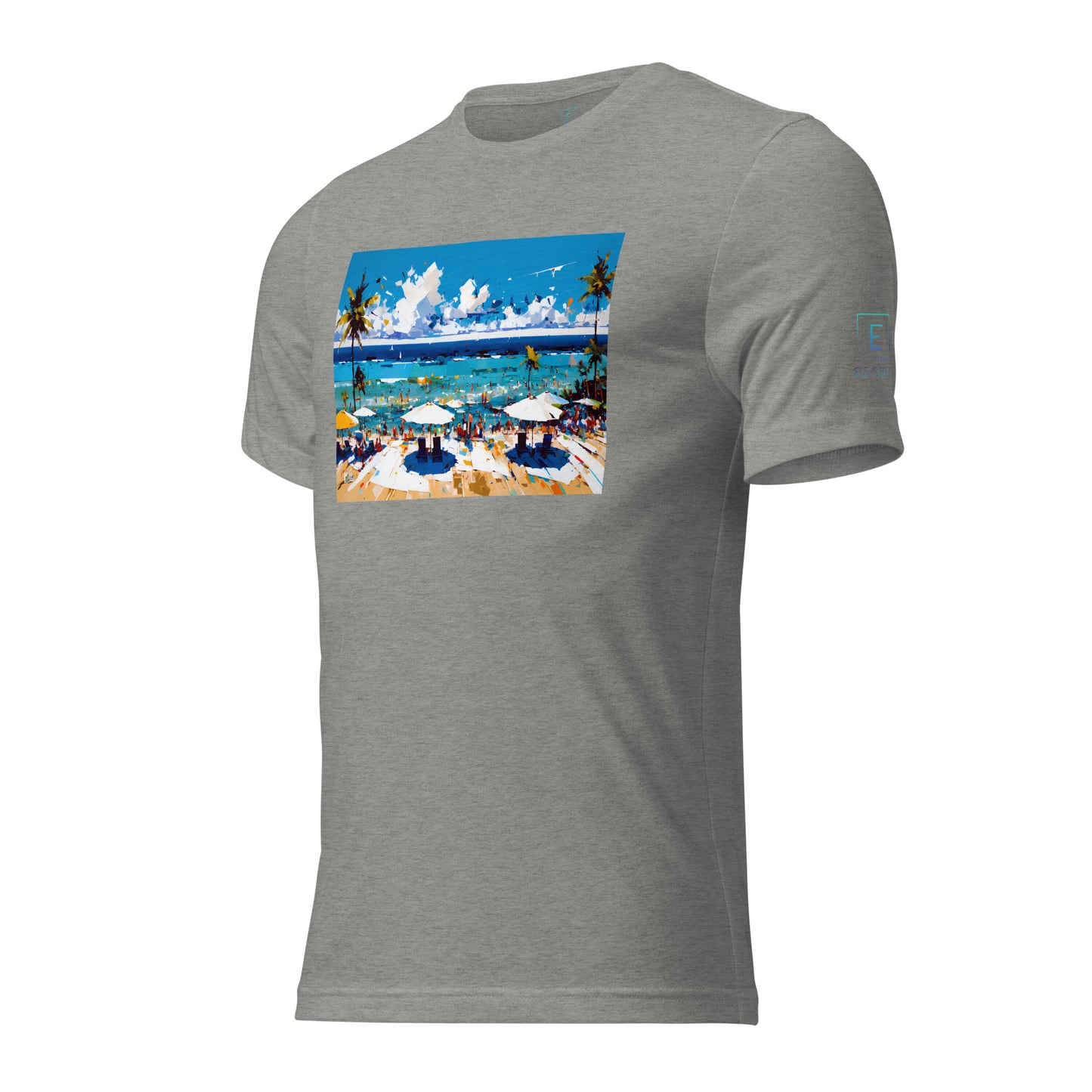 Men's Short Sleeve T-Shirt With Printed Logo On Left Shoulder - Beach 4002