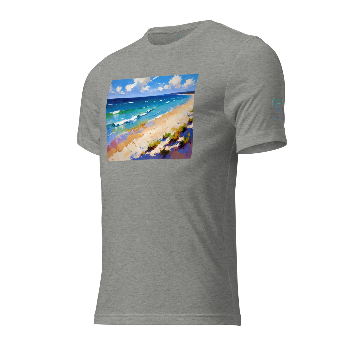 Men's Short Sleeve T-Shirt With Printed Logo On Left Shoulder - Beach 9002