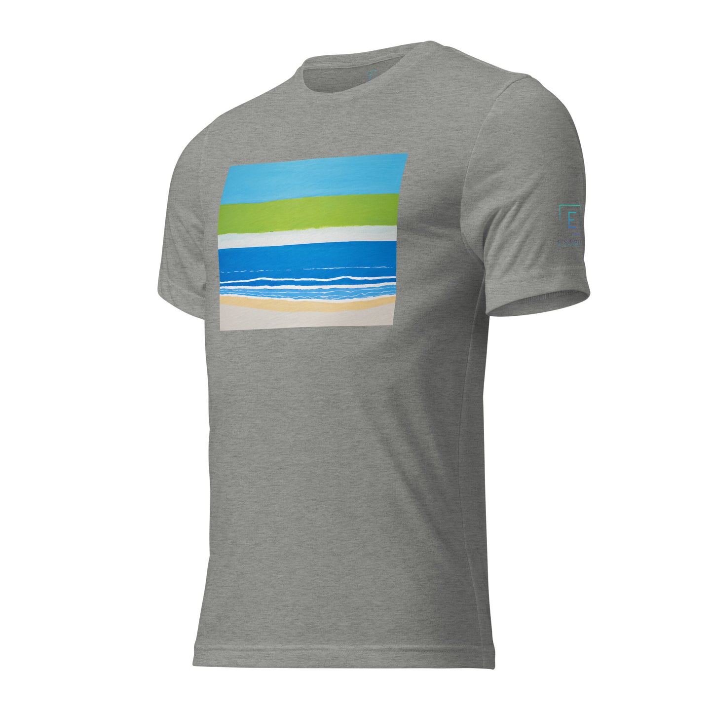 Men's Short Sleeve T-Shirt With Printed Logo On Left Shoulder - Beach 10002