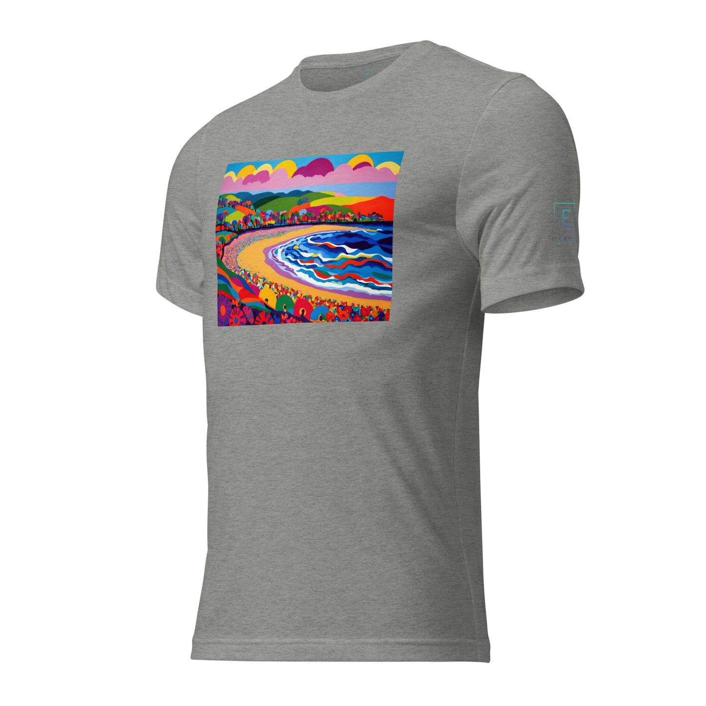 Men's Short Sleeve T-Shirt With Printed Logo On Left Shoulder - Beach 15002