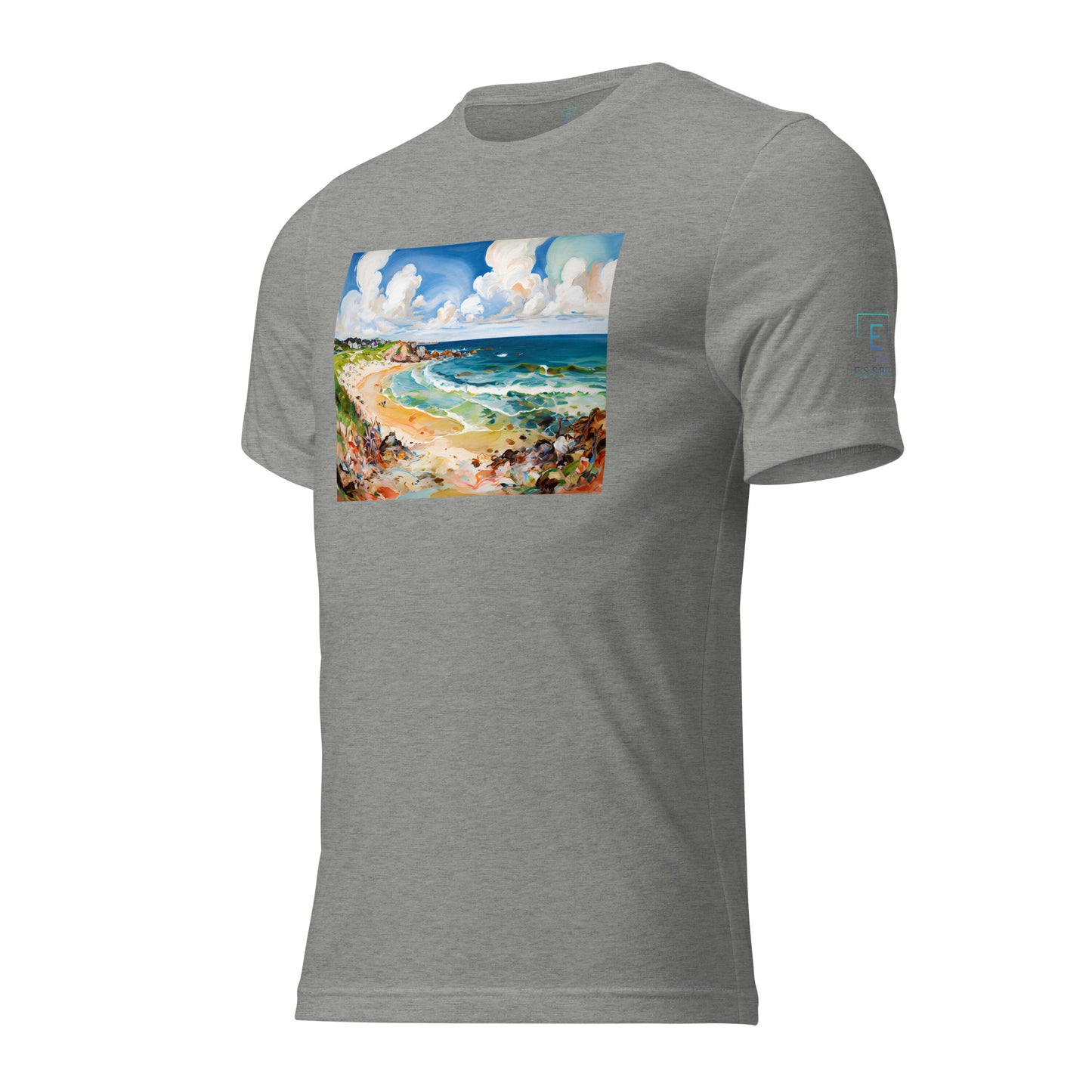 Men's Short Sleeve T-Shirt With Printed Logo On Left Shoulder - Beach 12002