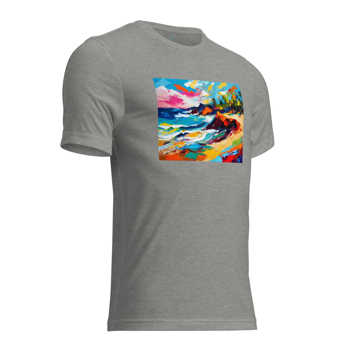 Men's Short Sleeve T-Shirt With Printed Logo On Left Shoulder - Beach 14001