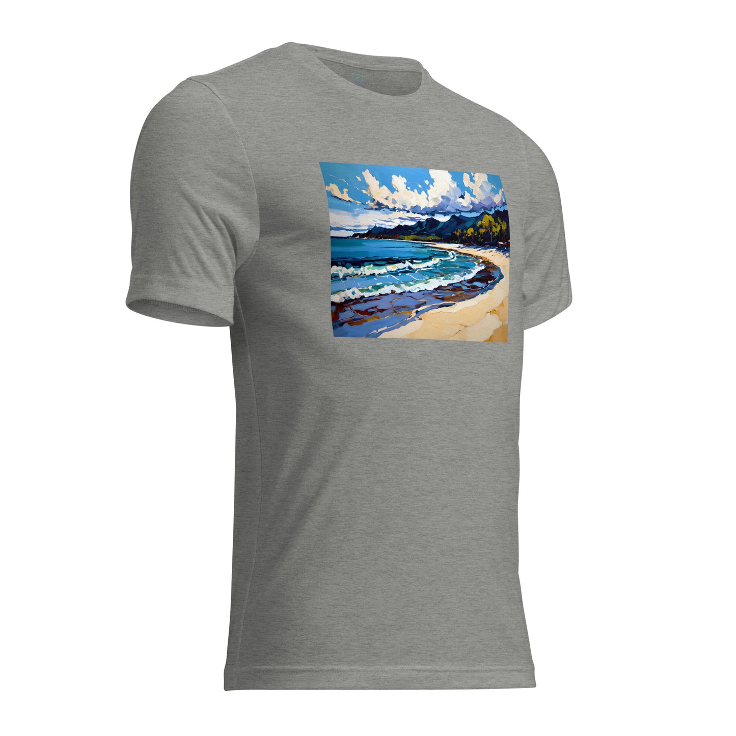 Men's Short Sleeve T-Shirt With Printed Logo On Left Shoulder - Beach 11002