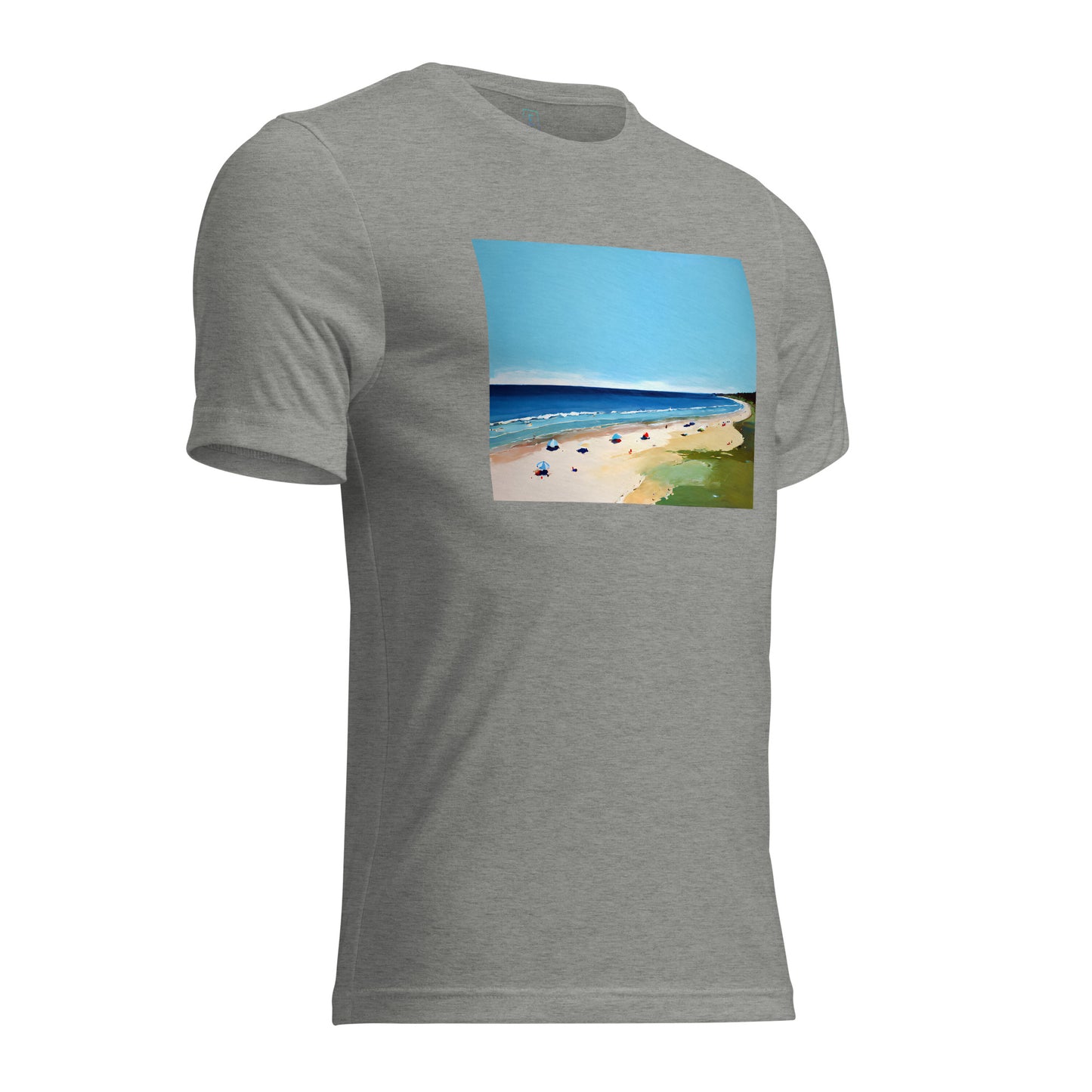 Men's Short Sleeve T-Shirt With Printed Logo On Left Shoulder - Beach 8002