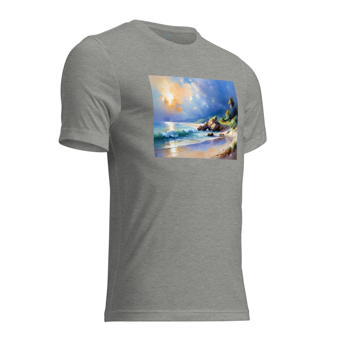 Men's Short Sleeve T-Shirt With Printed Logo On Left Shoulder - Beach 3002