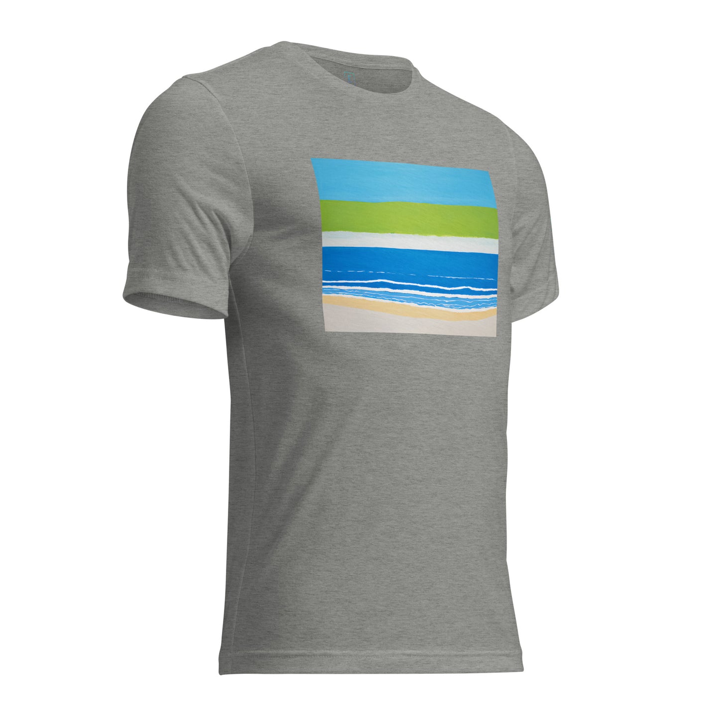 Men's Short Sleeve T-Shirt With Printed Logo On Left Shoulder - Beach 10002