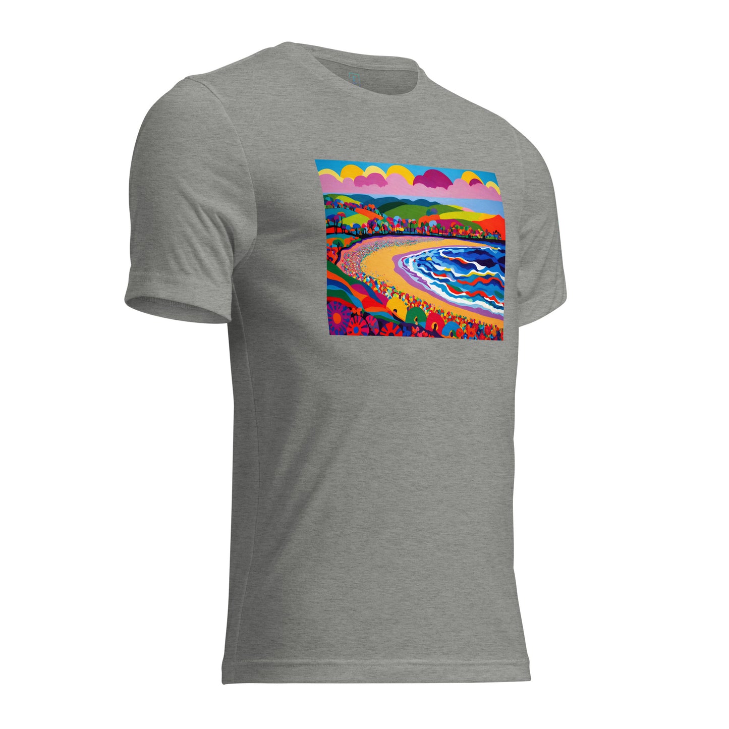 Men's Short Sleeve T-Shirt With Printed Logo On Left Shoulder - Beach 15002