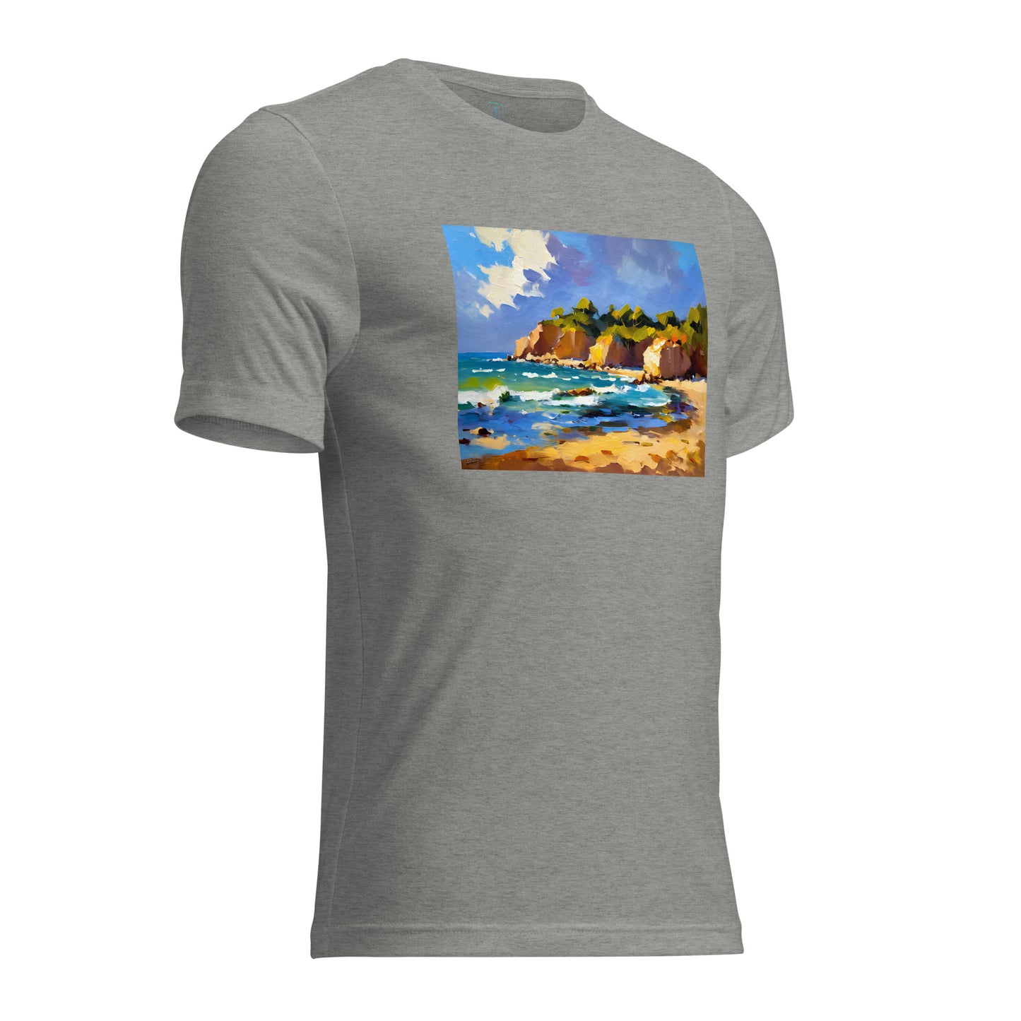 Men's Short Sleeve T-Shirt With Printed Logo On Left Shoulder - Beach 6002