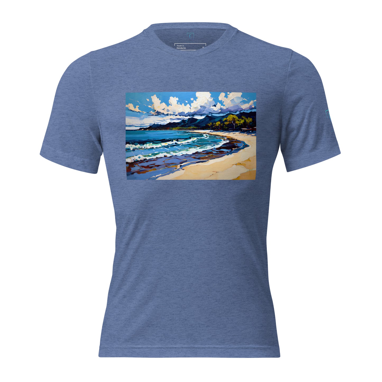 Men's Short Sleeve T-Shirt With Printed Logo On Left Shoulder - Beach 11002