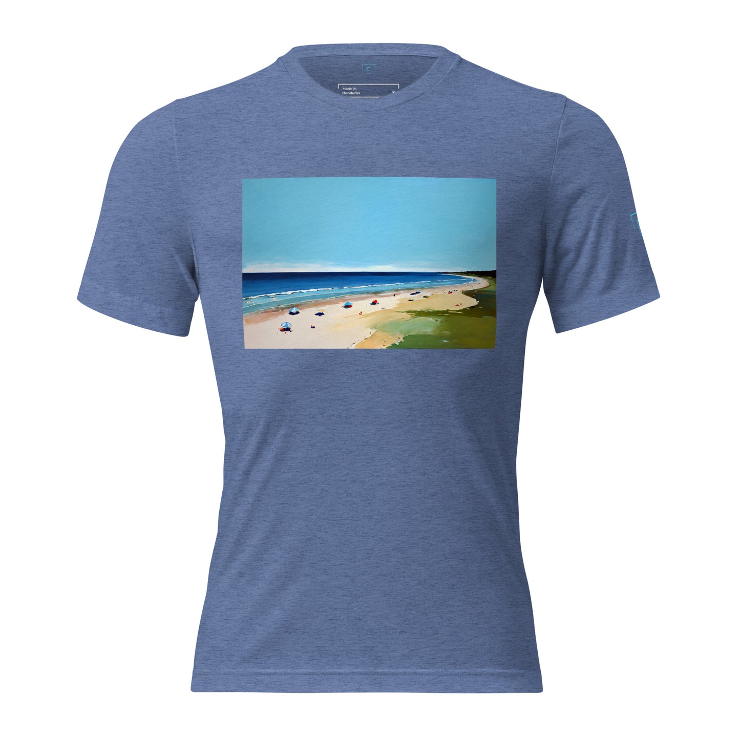 Men's Short Sleeve T-Shirt With Printed Logo On Left Shoulder - Beach 8002