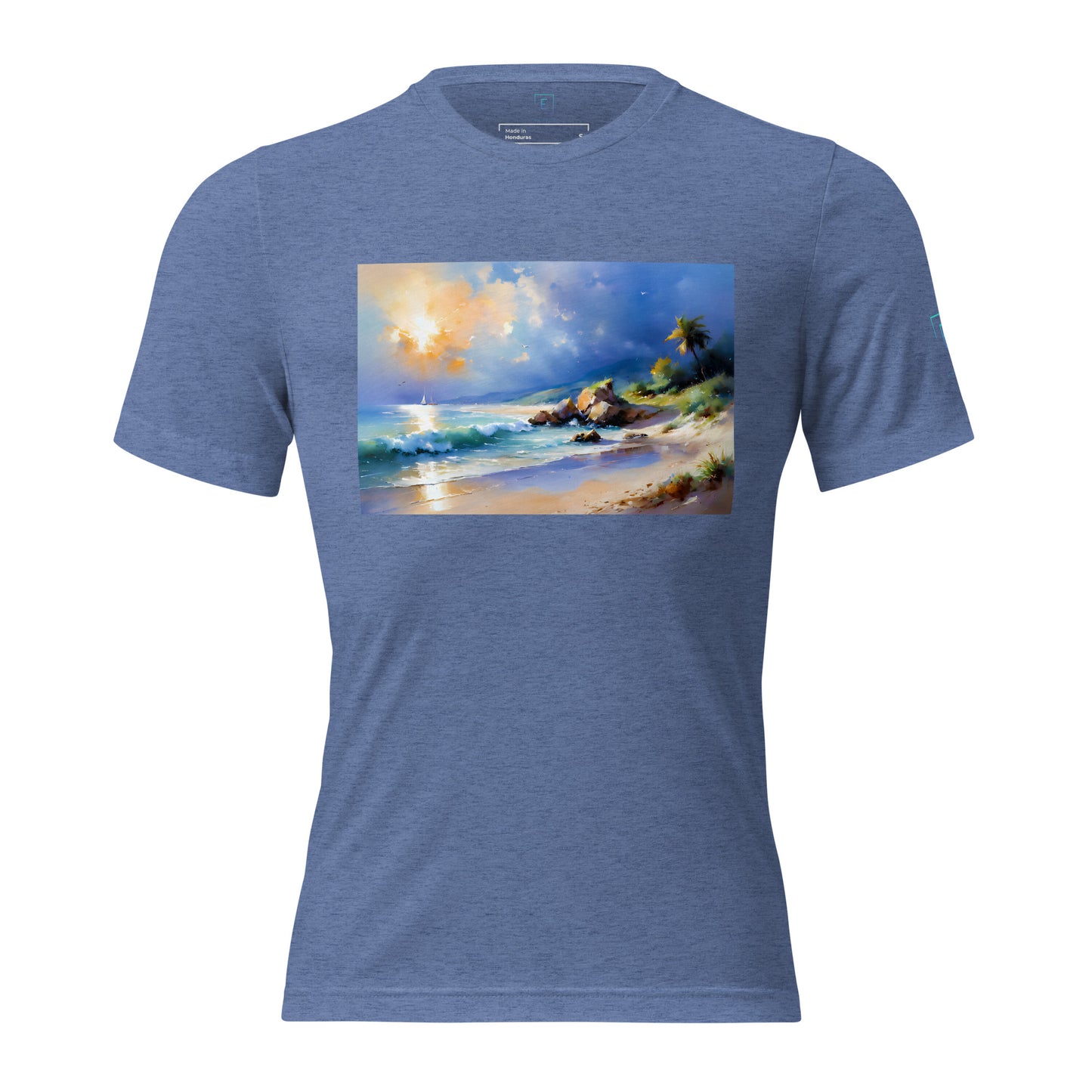 Men's Short Sleeve T-Shirt With Printed Logo On Left Shoulder - Beach 3002