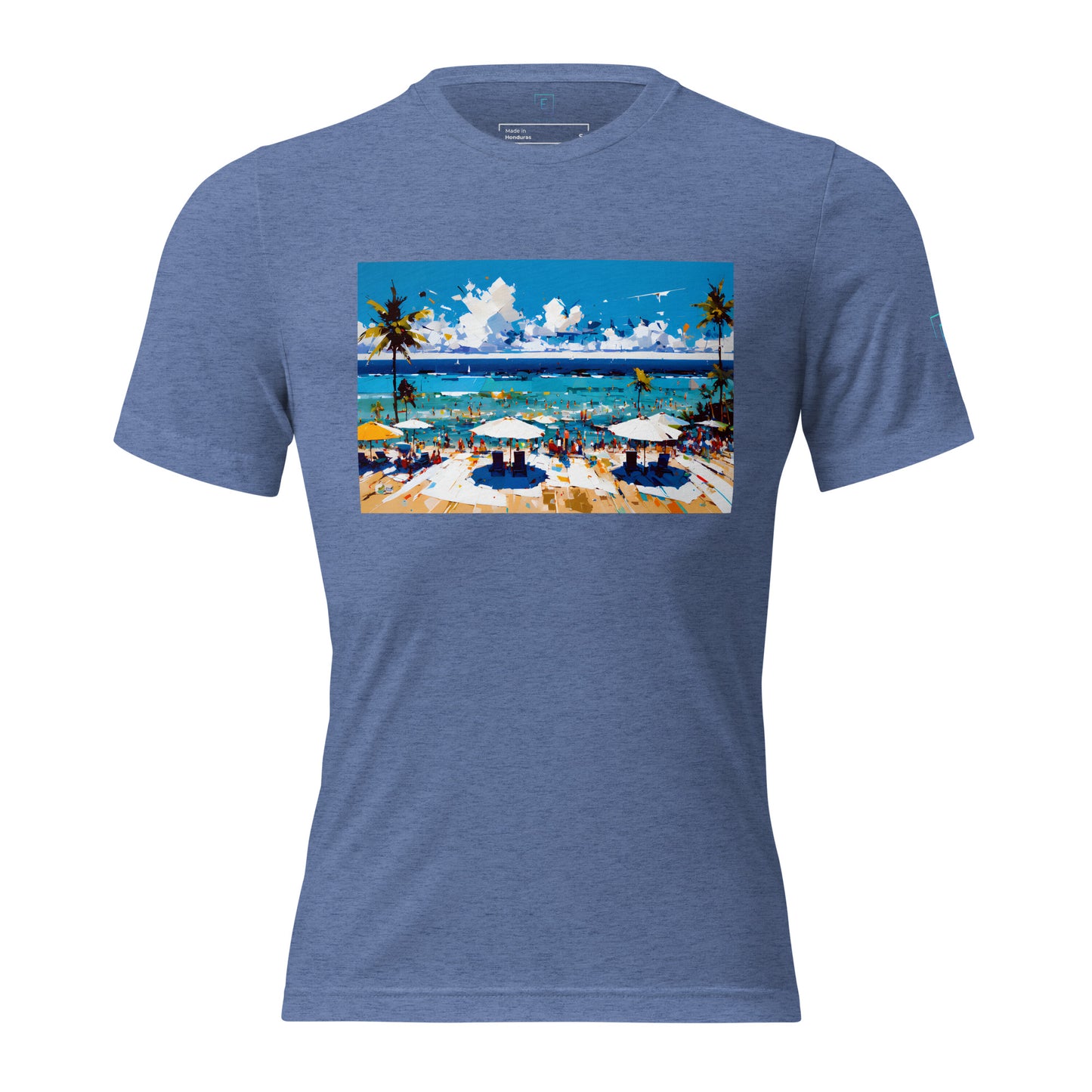 Men's Short Sleeve T-Shirt With Printed Logo On Left Shoulder - Beach 4002