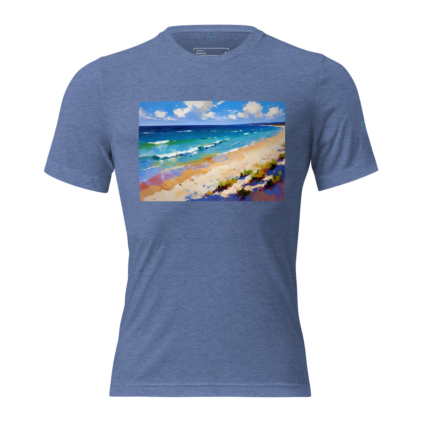 Men's Short Sleeve T-Shirt With Printed Logo On Left Shoulder - Beach 9002