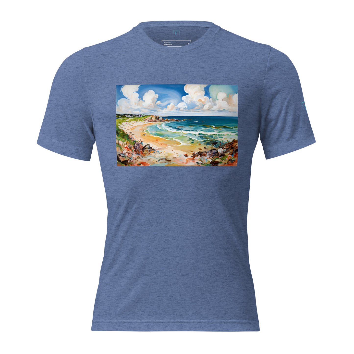 Men's Short Sleeve T-Shirt With Printed Logo On Left Shoulder - Beach 12002