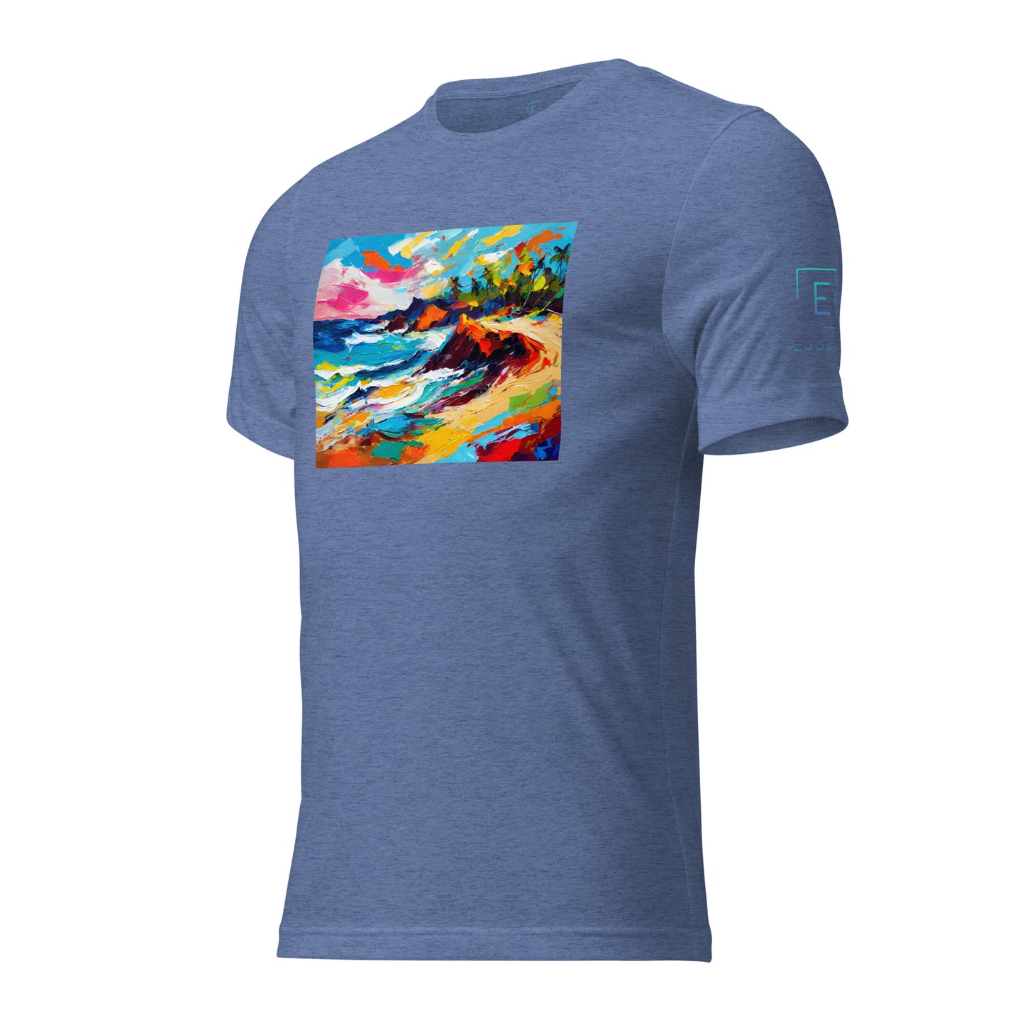 Men's Short Sleeve T-Shirt With Printed Logo On Left Shoulder - Beach 14001