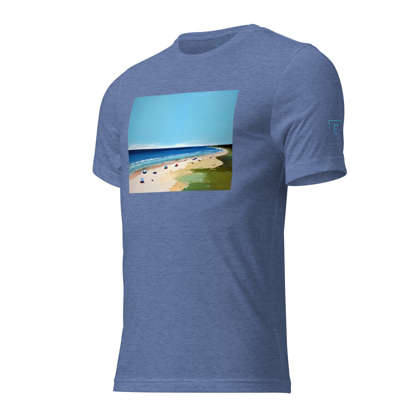 Men's Short Sleeve T-Shirt With Printed Logo On Left Shoulder - Beach 8002