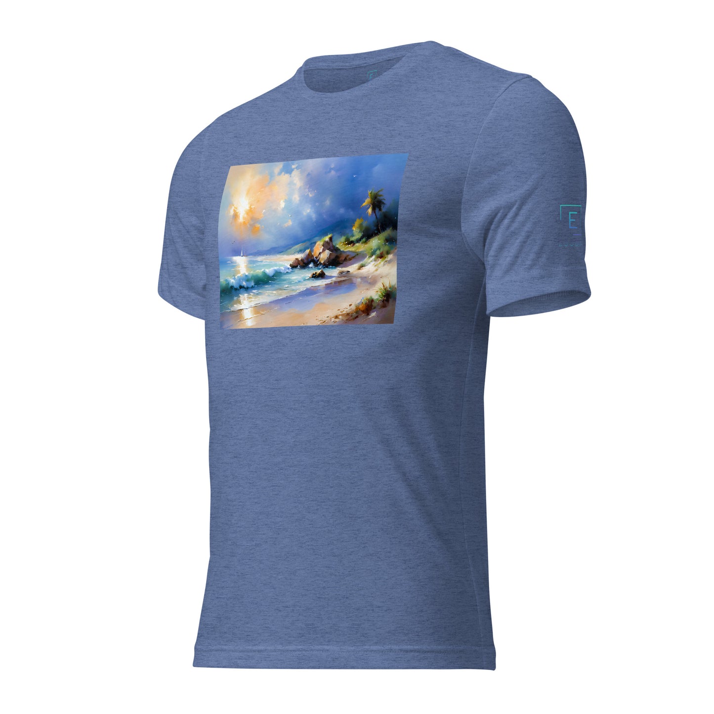 Men's Short Sleeve T-Shirt With Printed Logo On Left Shoulder - Beach 3002