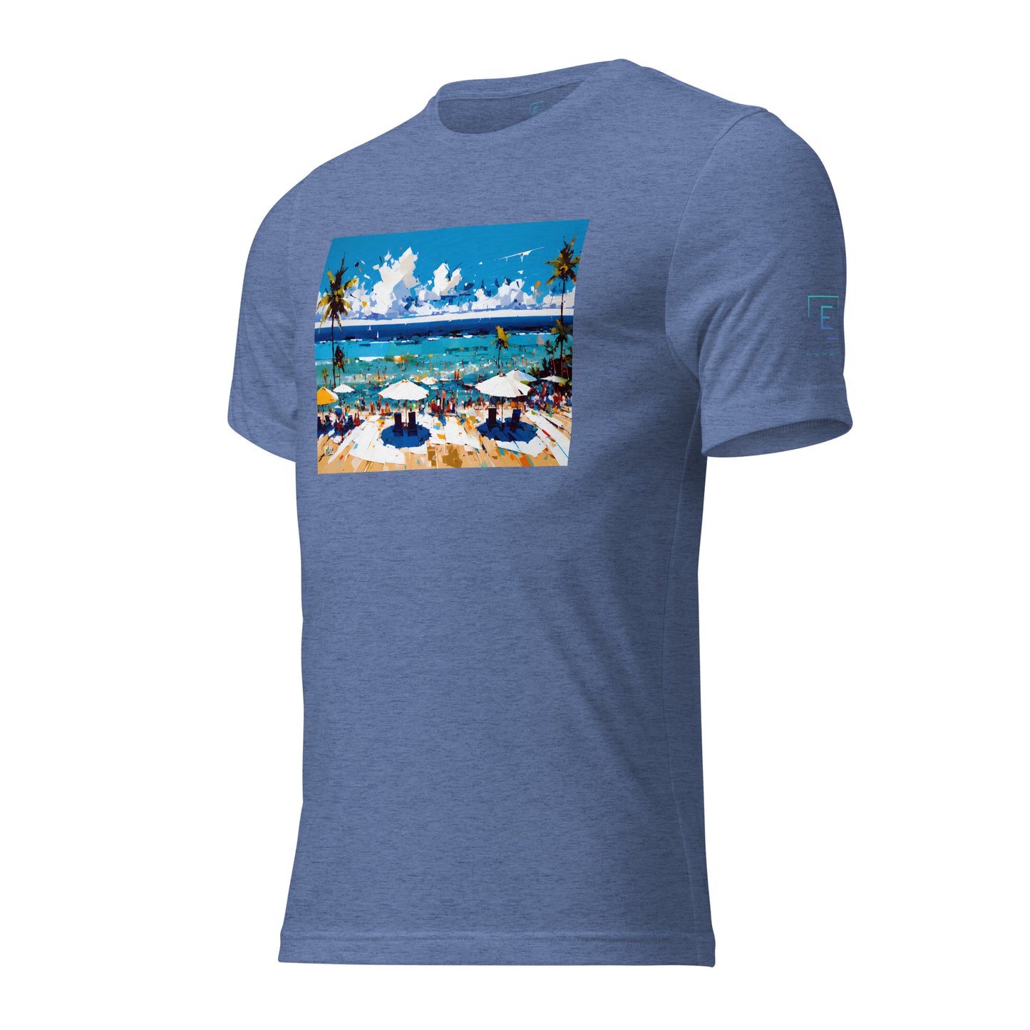 Men's Short Sleeve T-Shirt With Printed Logo On Left Shoulder - Beach 4002