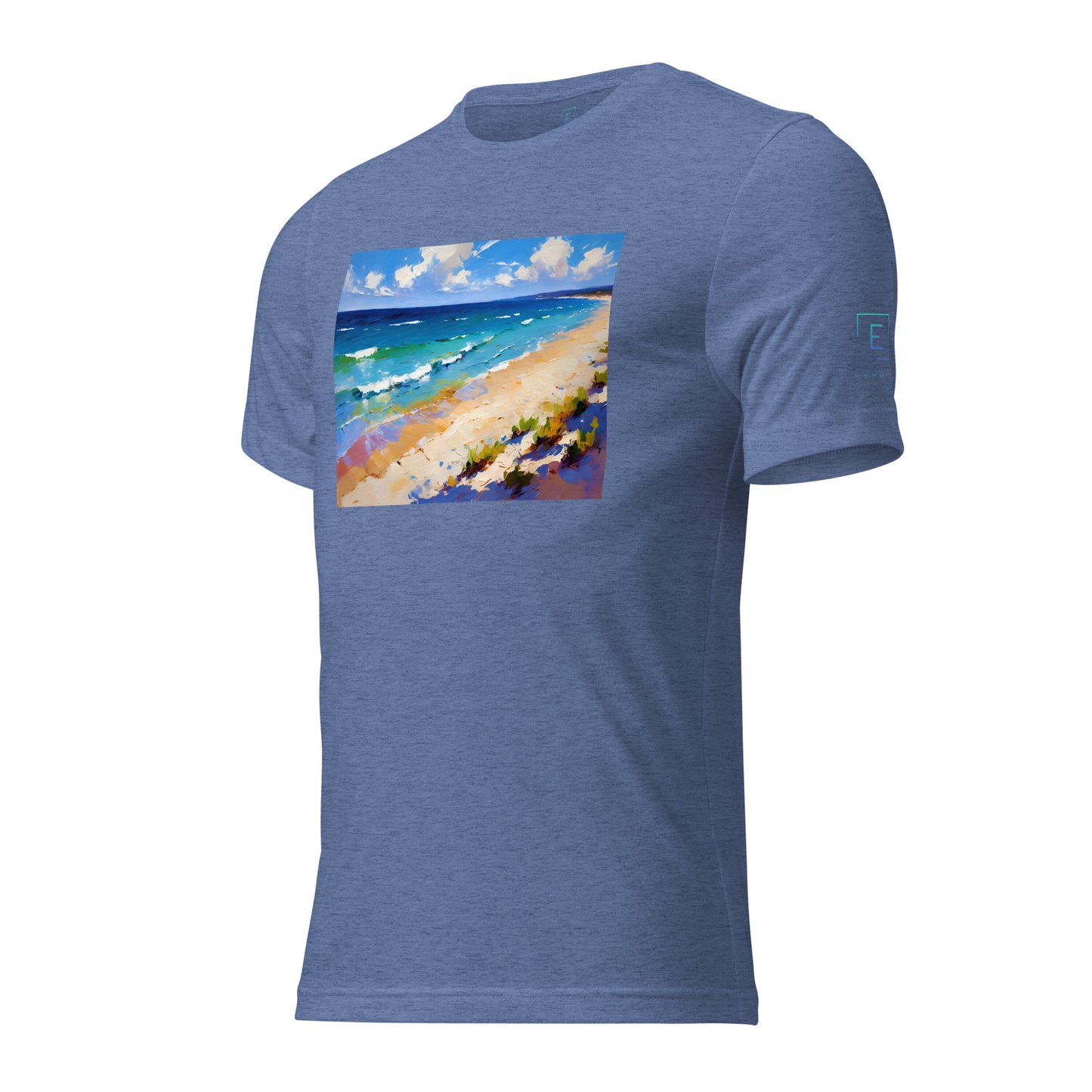 Men's Short Sleeve T-Shirt With Printed Logo On Left Shoulder - Beach 9002