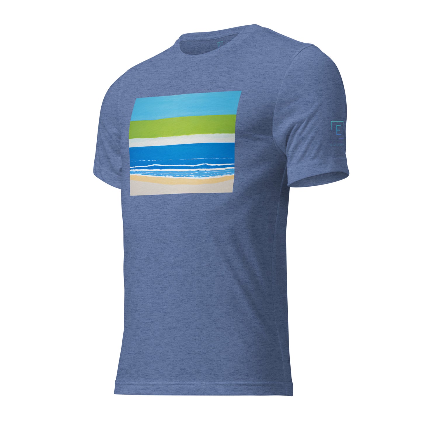 Men's Short Sleeve T-Shirt With Printed Logo On Left Shoulder - Beach 10002