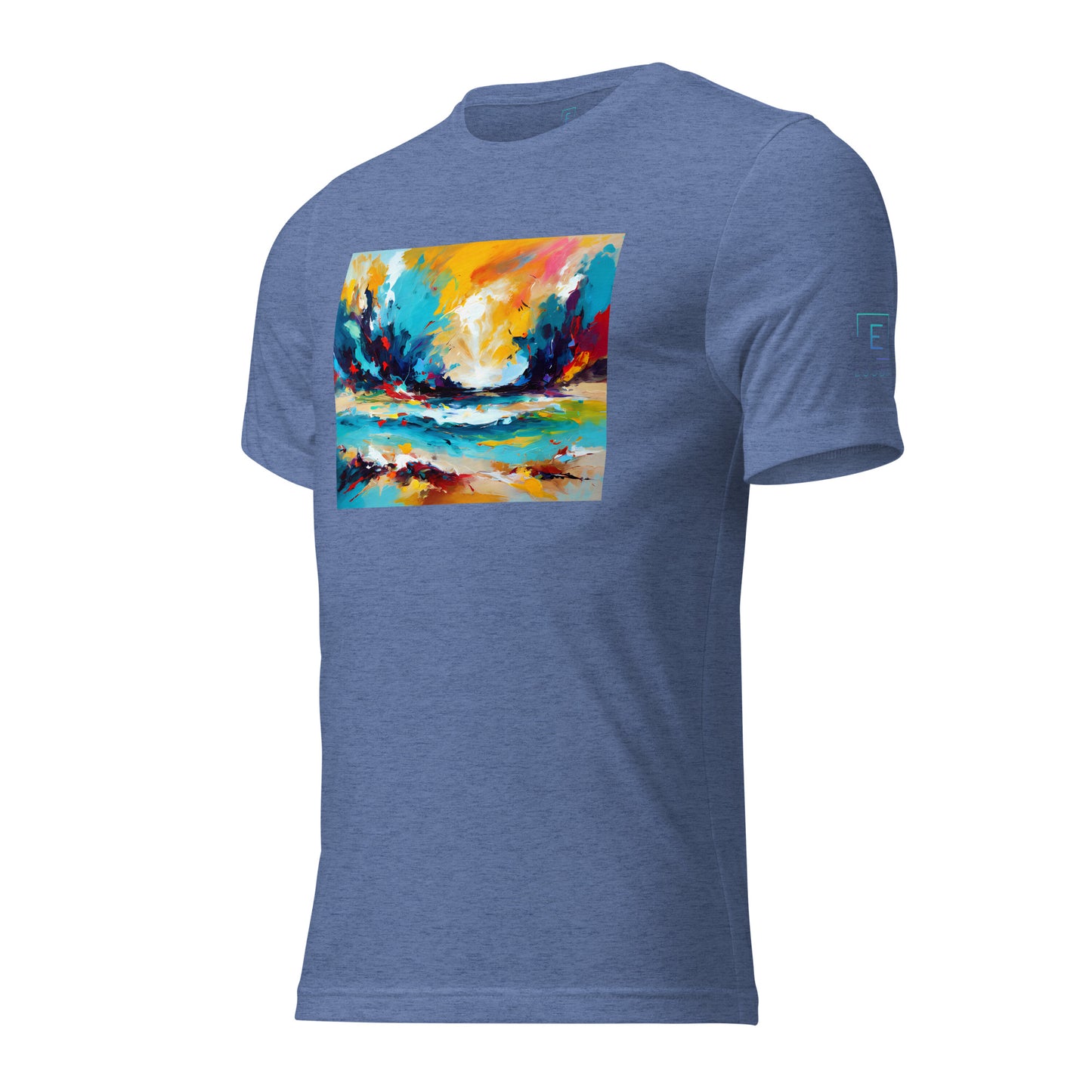 Men's Short Sleeve T-Shirt With Printed Logo On Left Shoulder - Beach 13002