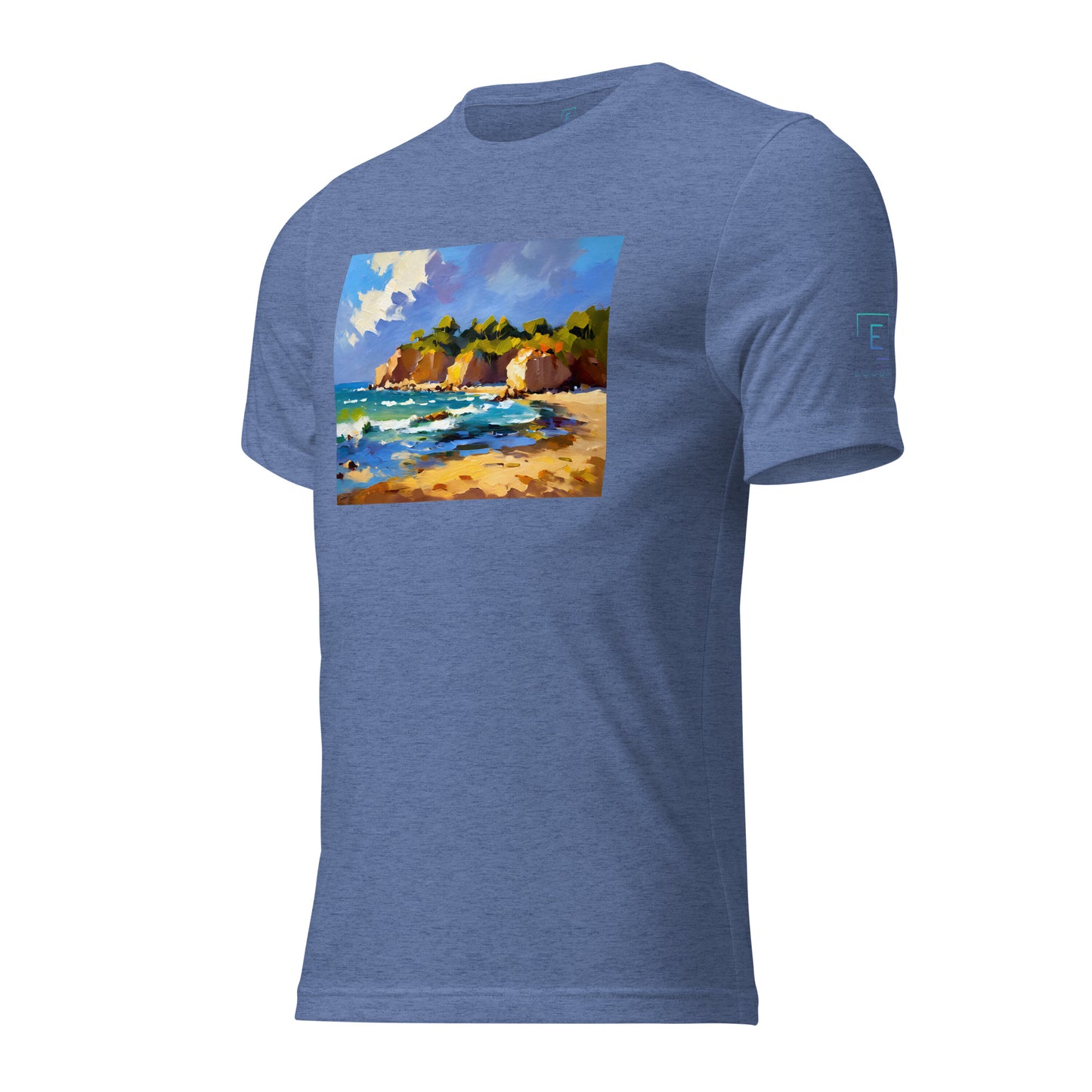 Men's Short Sleeve T-Shirt With Printed Logo On Left Shoulder - Beach 6002