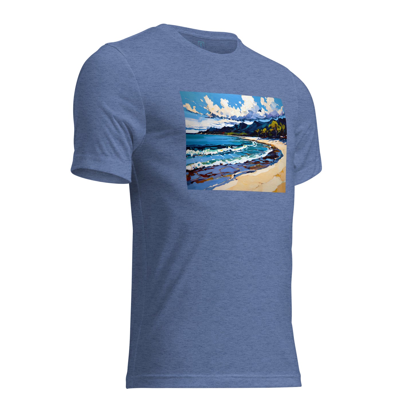 Men's Short Sleeve T-Shirt With Printed Logo On Left Shoulder - Beach 11002