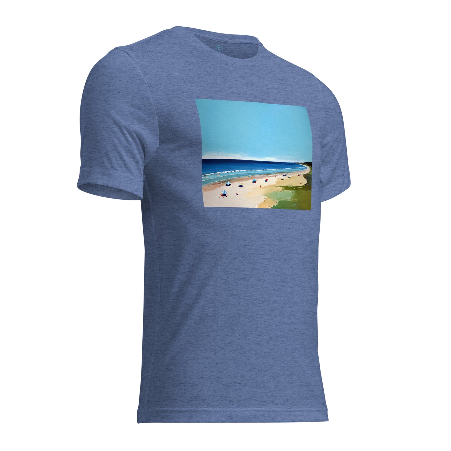 Men's Short Sleeve T-Shirt With Printed Logo On Left Shoulder - Beach 8002