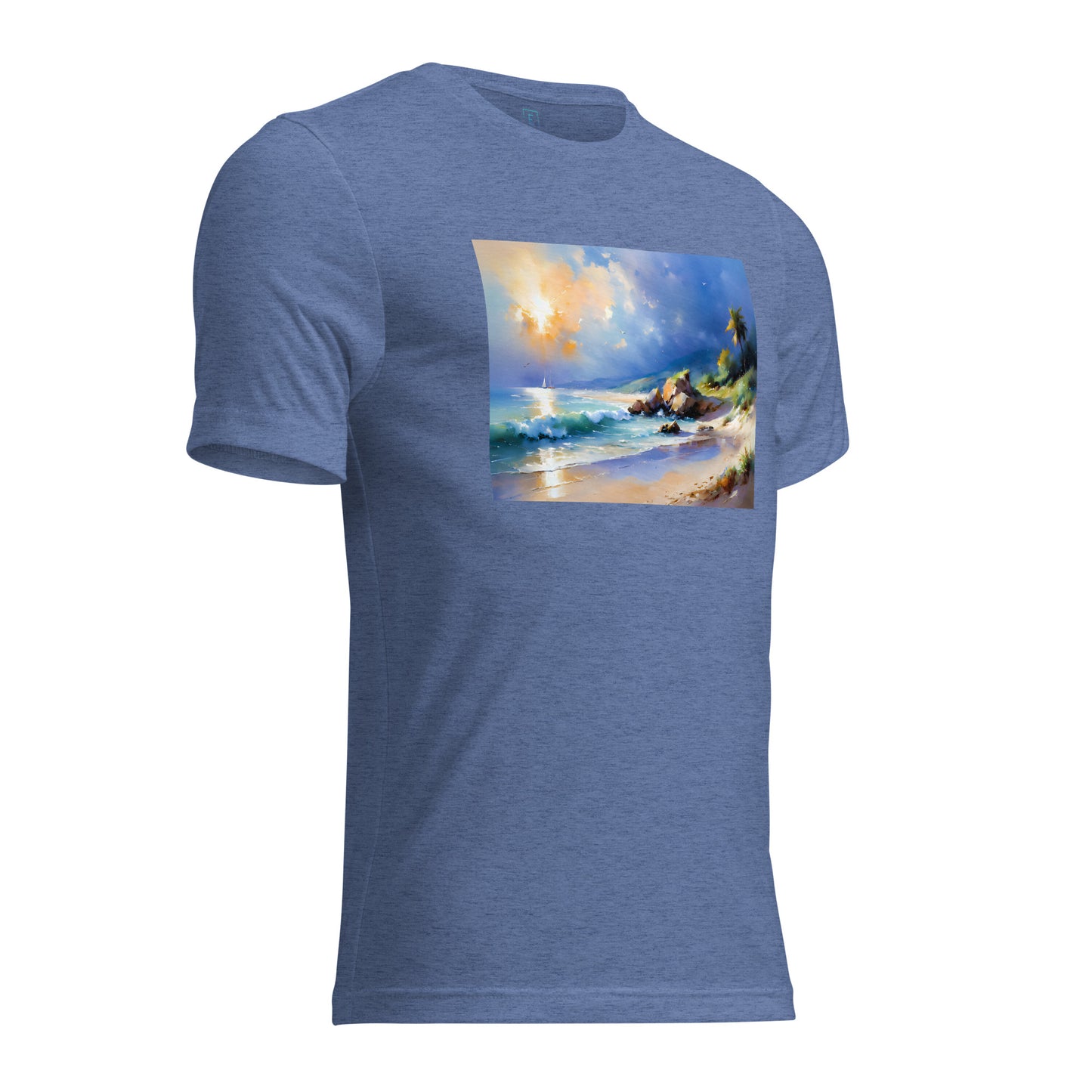 Men's Short Sleeve T-Shirt With Printed Logo On Left Shoulder - Beach 3002