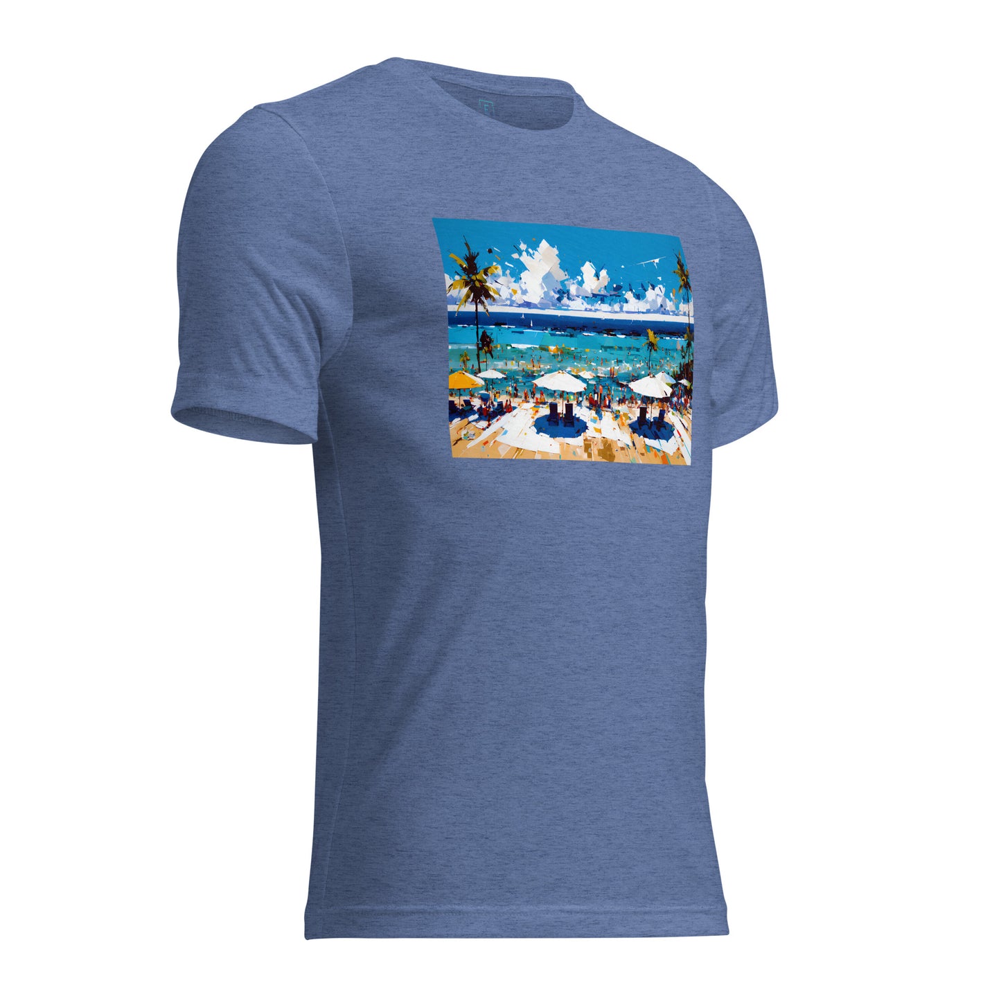 Men's Short Sleeve T-Shirt With Printed Logo On Left Shoulder - Beach 4002