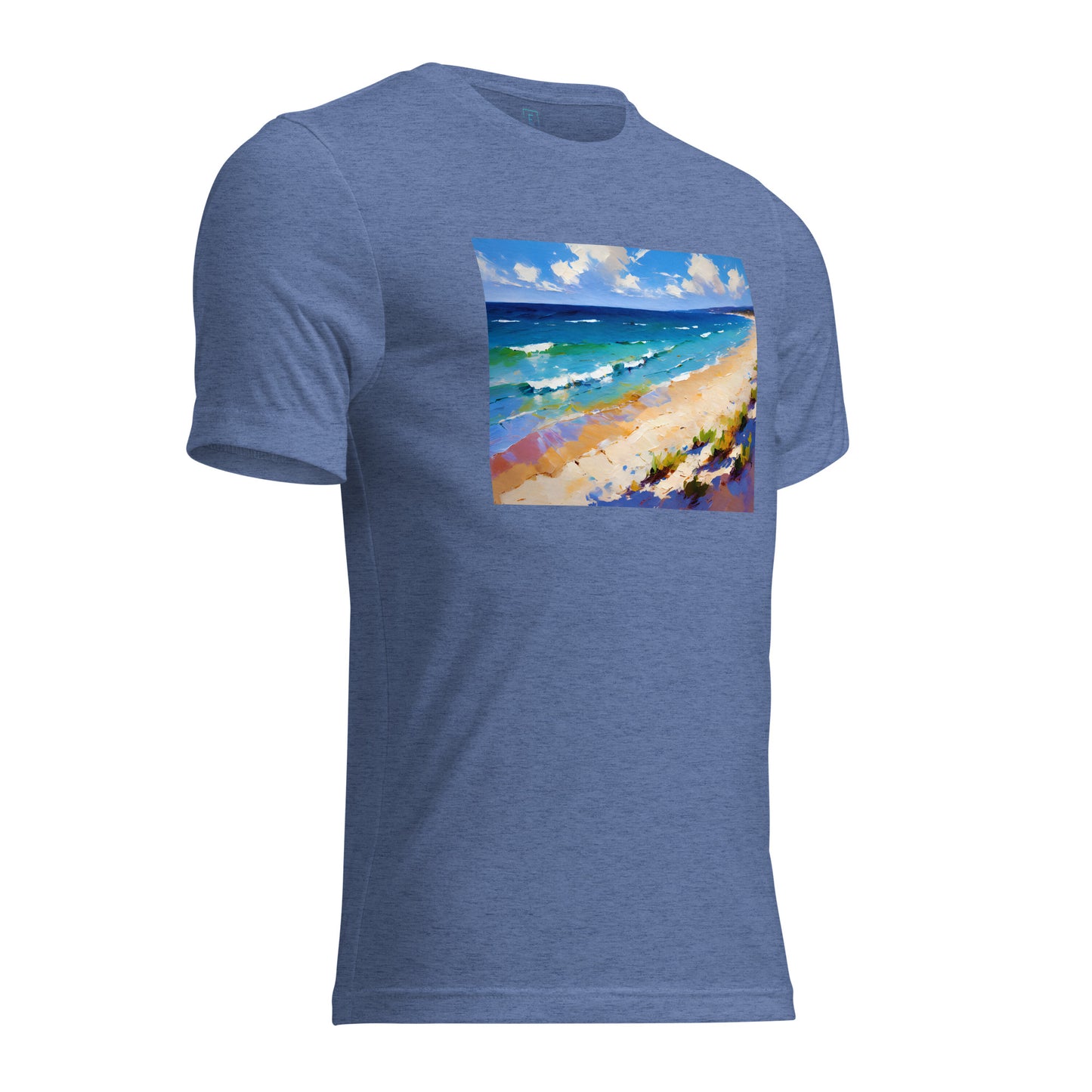 Men's Short Sleeve T-Shirt With Printed Logo On Left Shoulder - Beach 9002