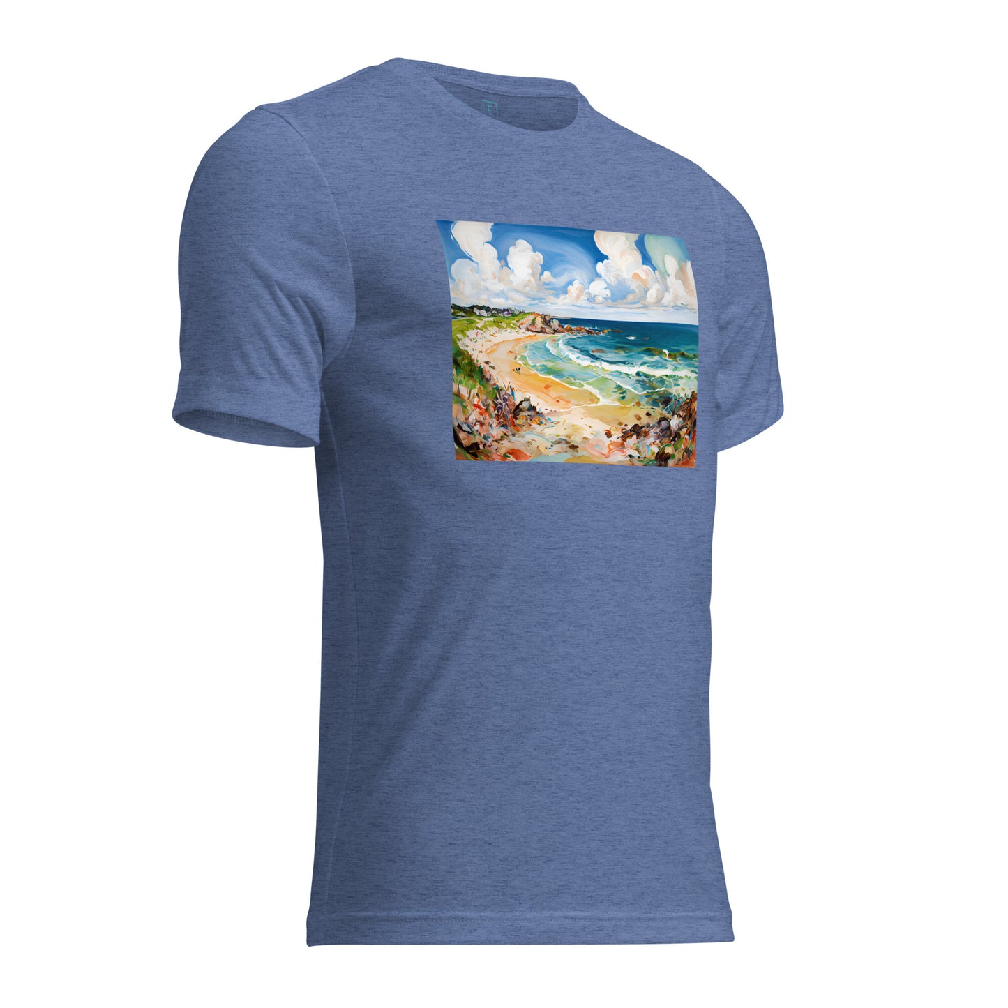 Men's Short Sleeve T-Shirt With Printed Logo On Left Shoulder - Beach 12002