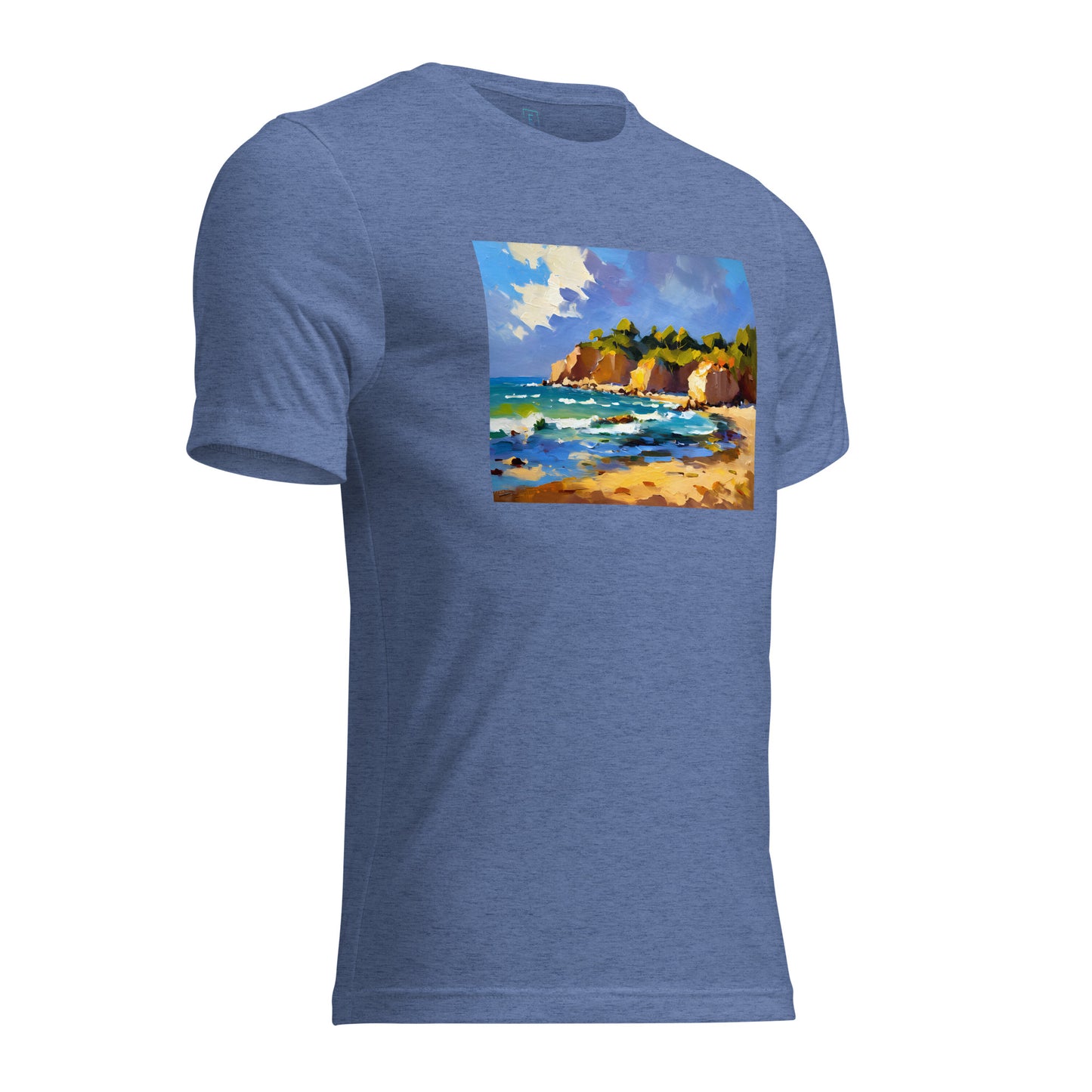 Men's Short Sleeve T-Shirt With Printed Logo On Left Shoulder - Beach 6002