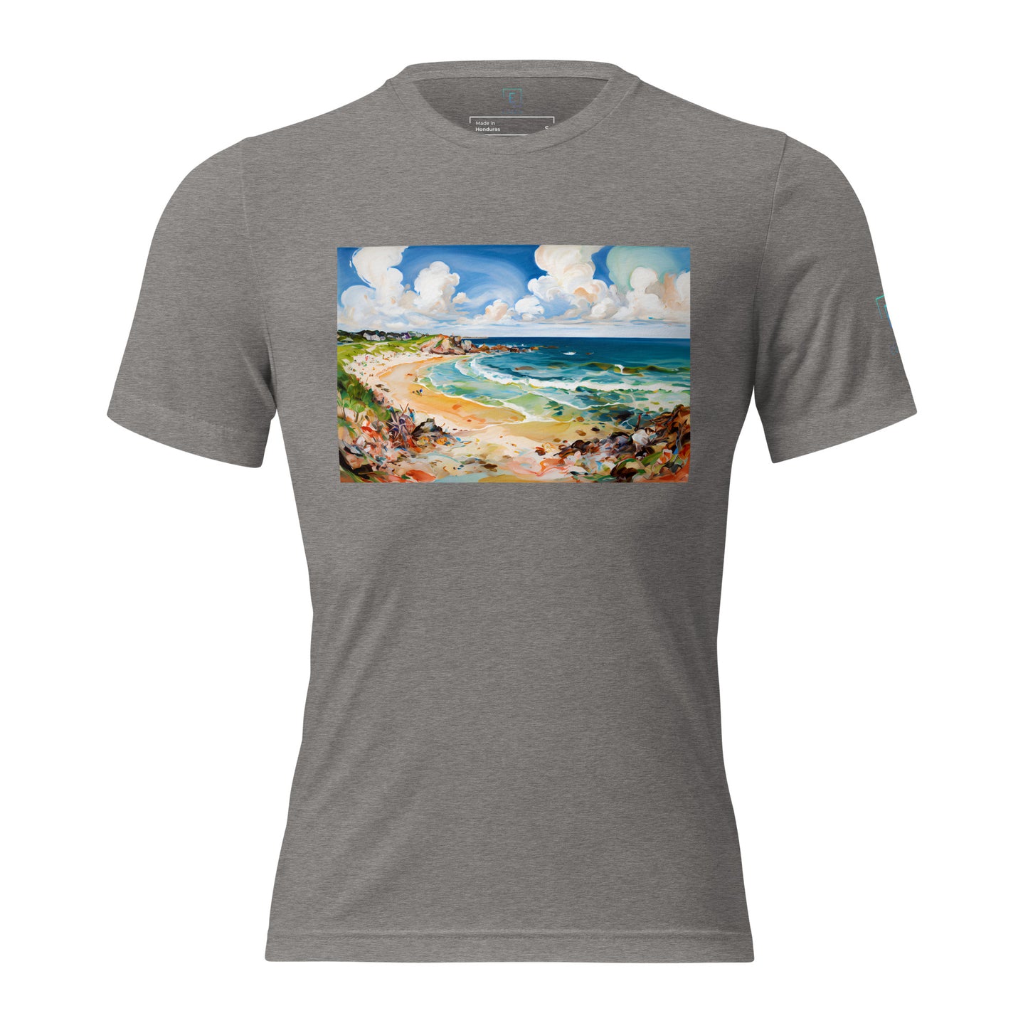 Men's Short Sleeve T-Shirt With Printed Logo On Left Shoulder - Beach 12002