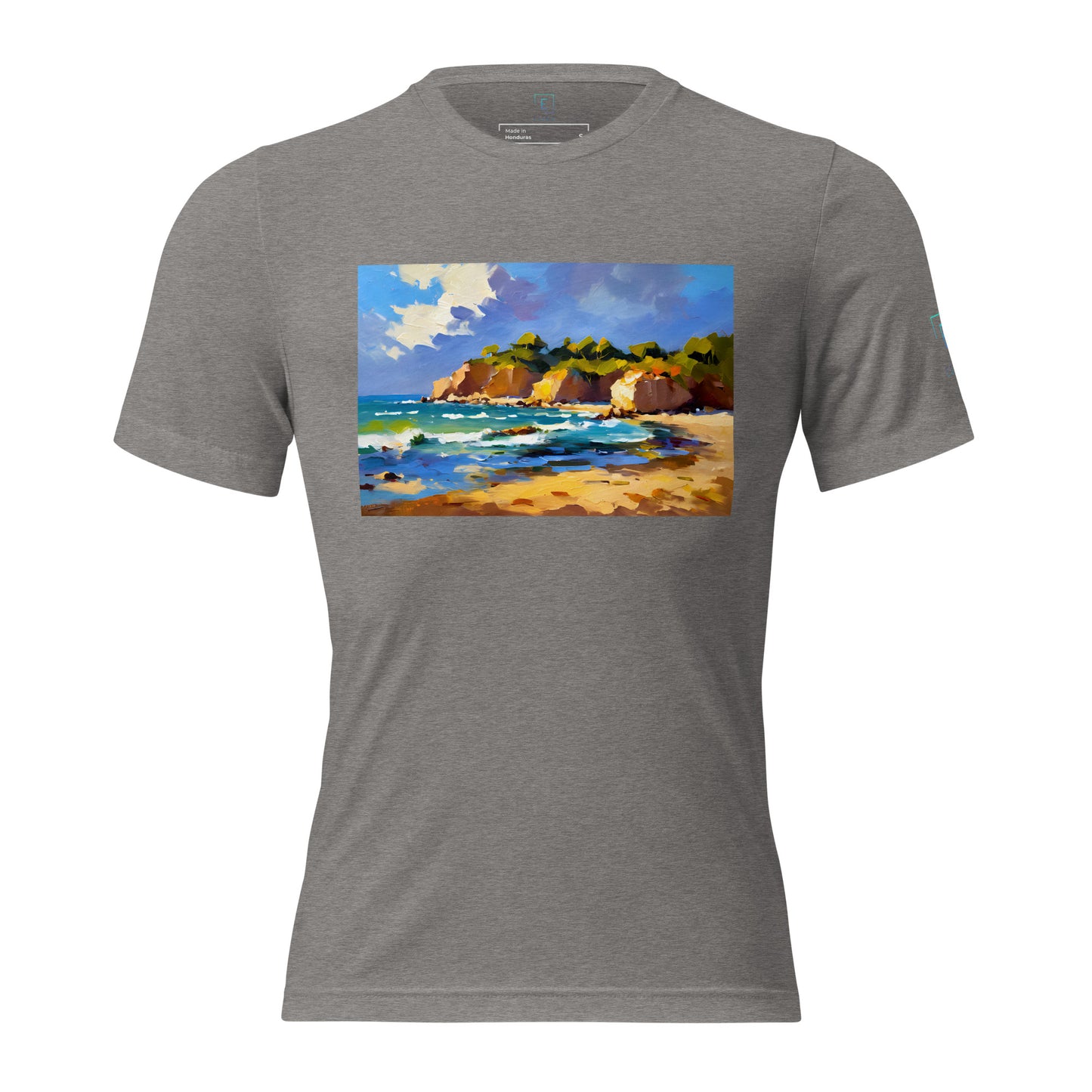 Men's Short Sleeve T-Shirt With Printed Logo On Left Shoulder - Beach 6002