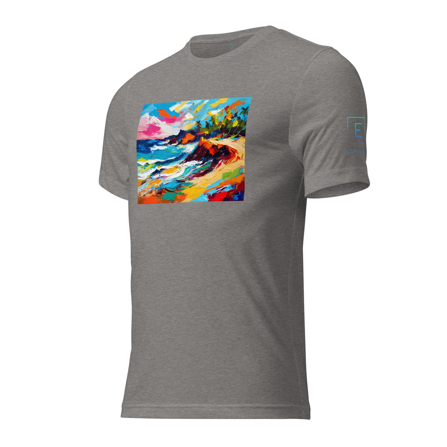 Men's Short Sleeve T-Shirt With Printed Logo On Left Shoulder - Beach 14001