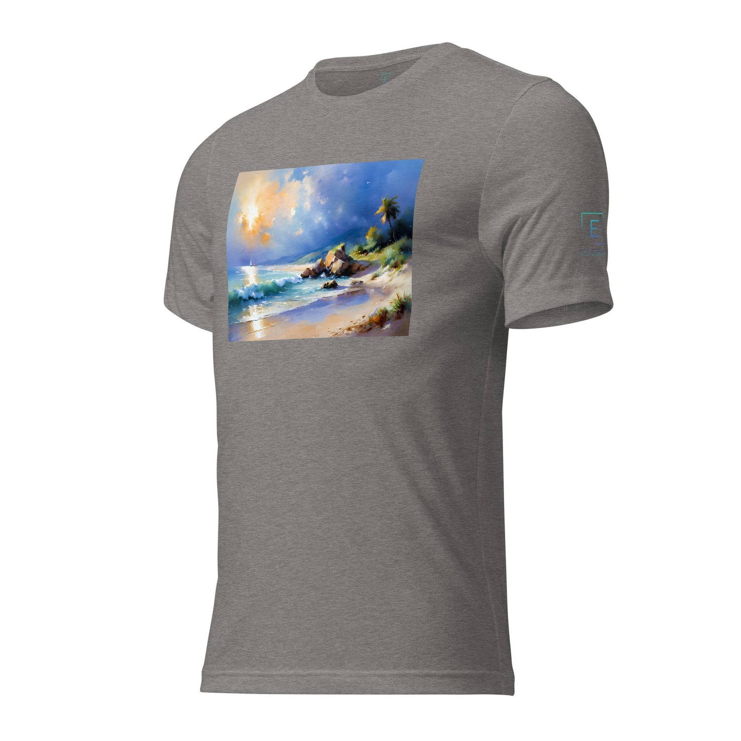 Men's Short Sleeve T-Shirt With Printed Logo On Left Shoulder - Beach 3002