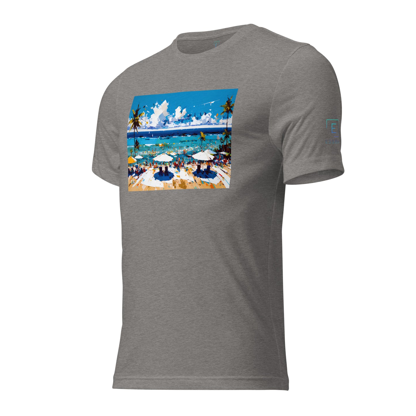 Men's Short Sleeve T-Shirt With Printed Logo On Left Shoulder - Beach 4002