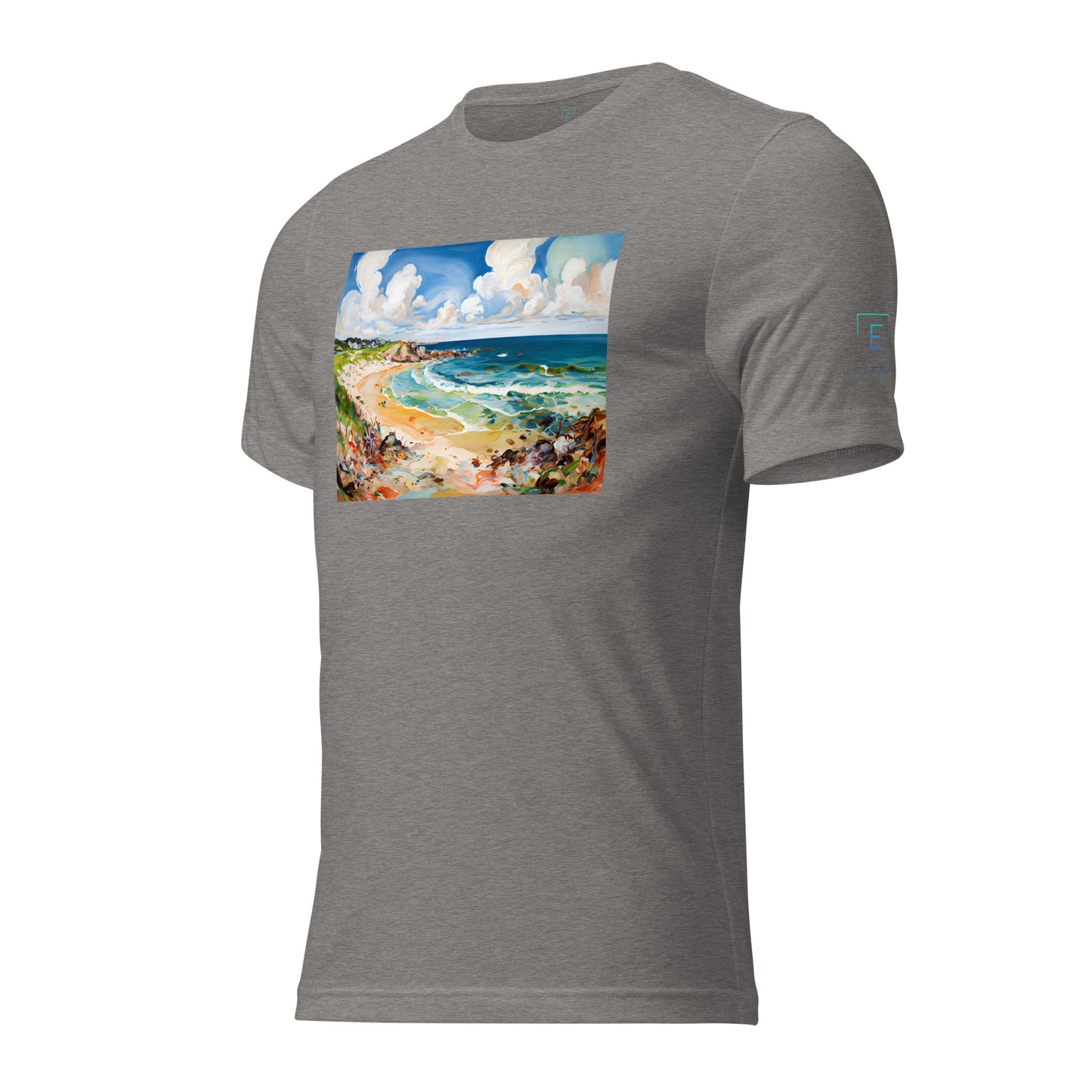 Men's Short Sleeve T-Shirt With Printed Logo On Left Shoulder - Beach 12002