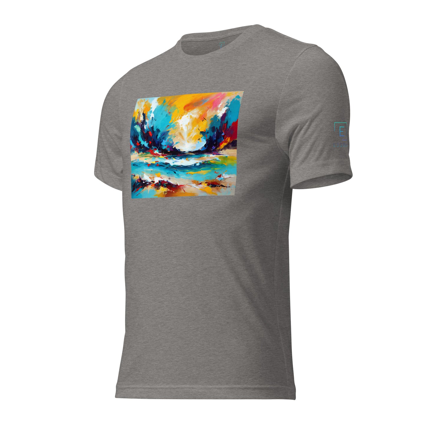 Men's Short Sleeve T-Shirt With Printed Logo On Left Shoulder - Beach 13002