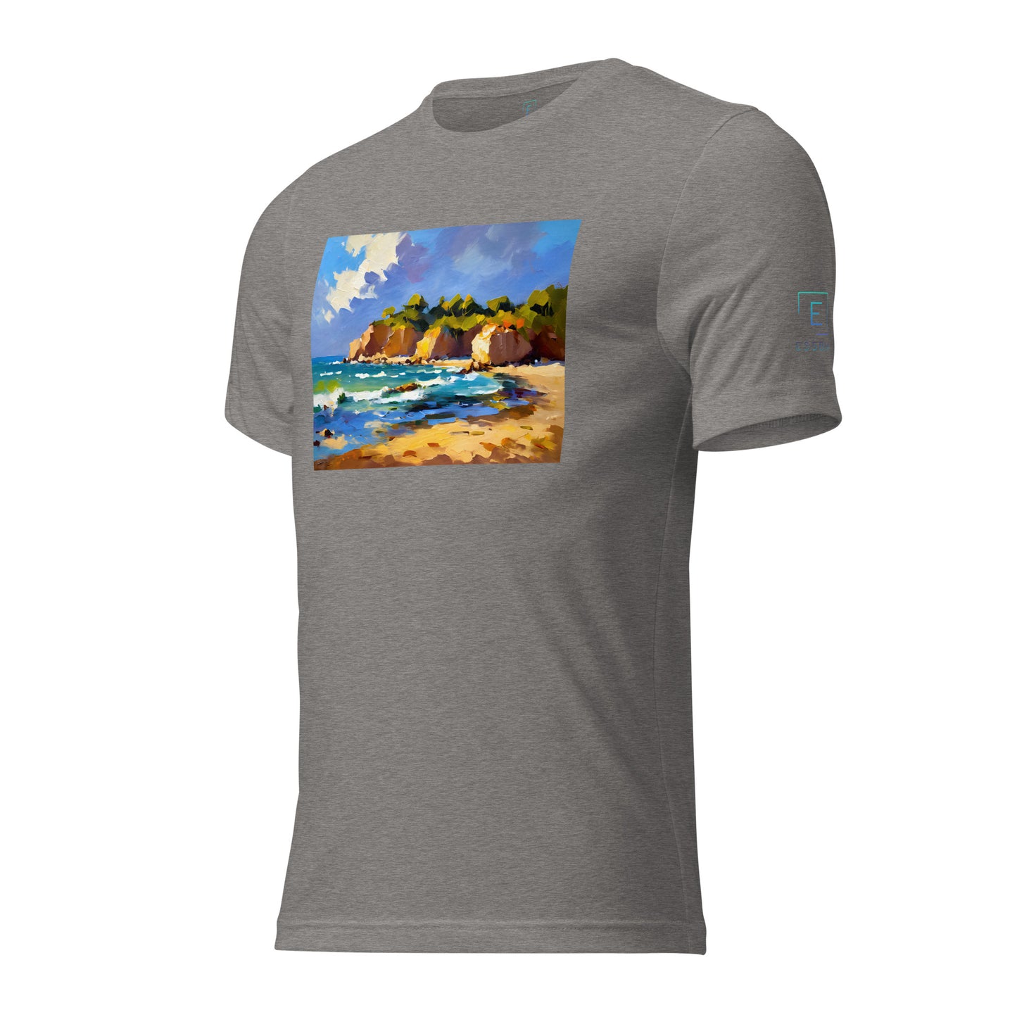 Men's Short Sleeve T-Shirt With Printed Logo On Left Shoulder - Beach 6002