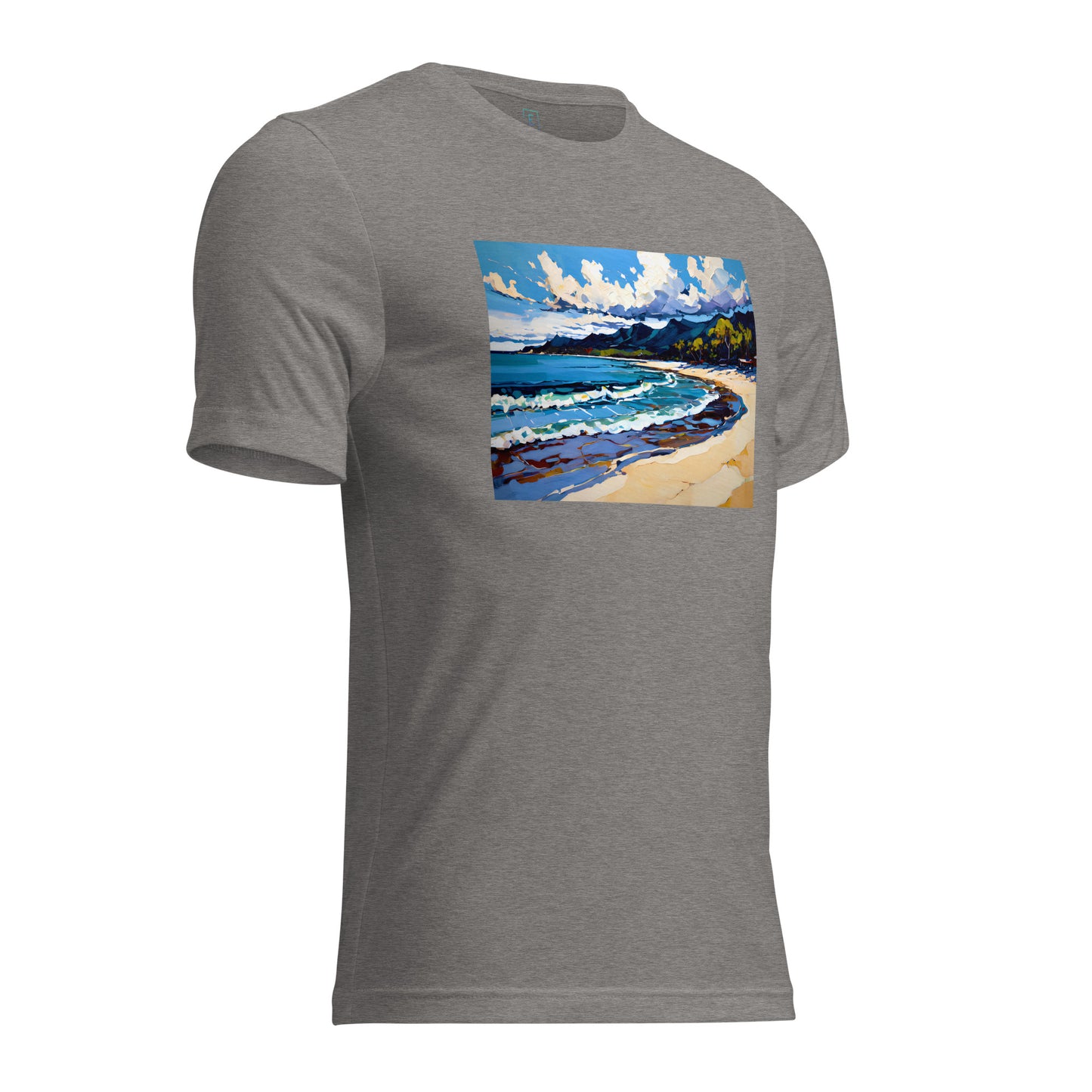 Men's Short Sleeve T-Shirt With Printed Logo On Left Shoulder - Beach 11002