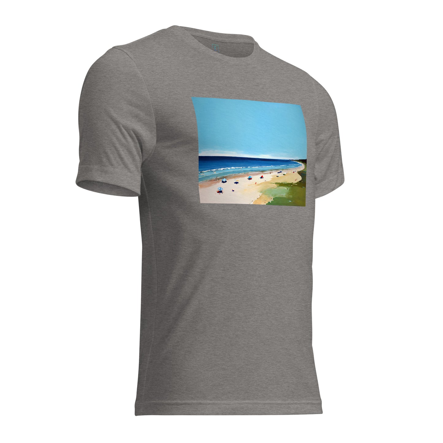 Men's Short Sleeve T-Shirt With Printed Logo On Left Shoulder - Beach 8002