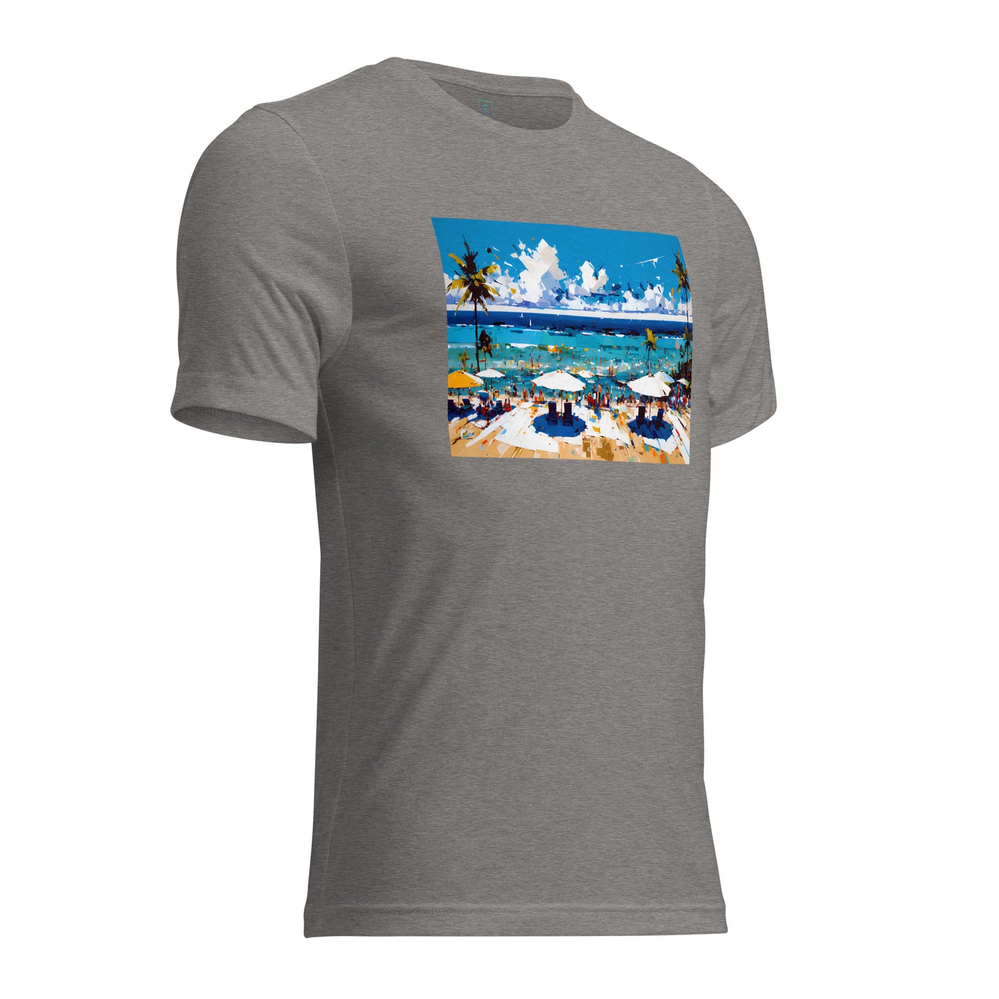 Men's Short Sleeve T-Shirt With Printed Logo On Left Shoulder - Beach 4002