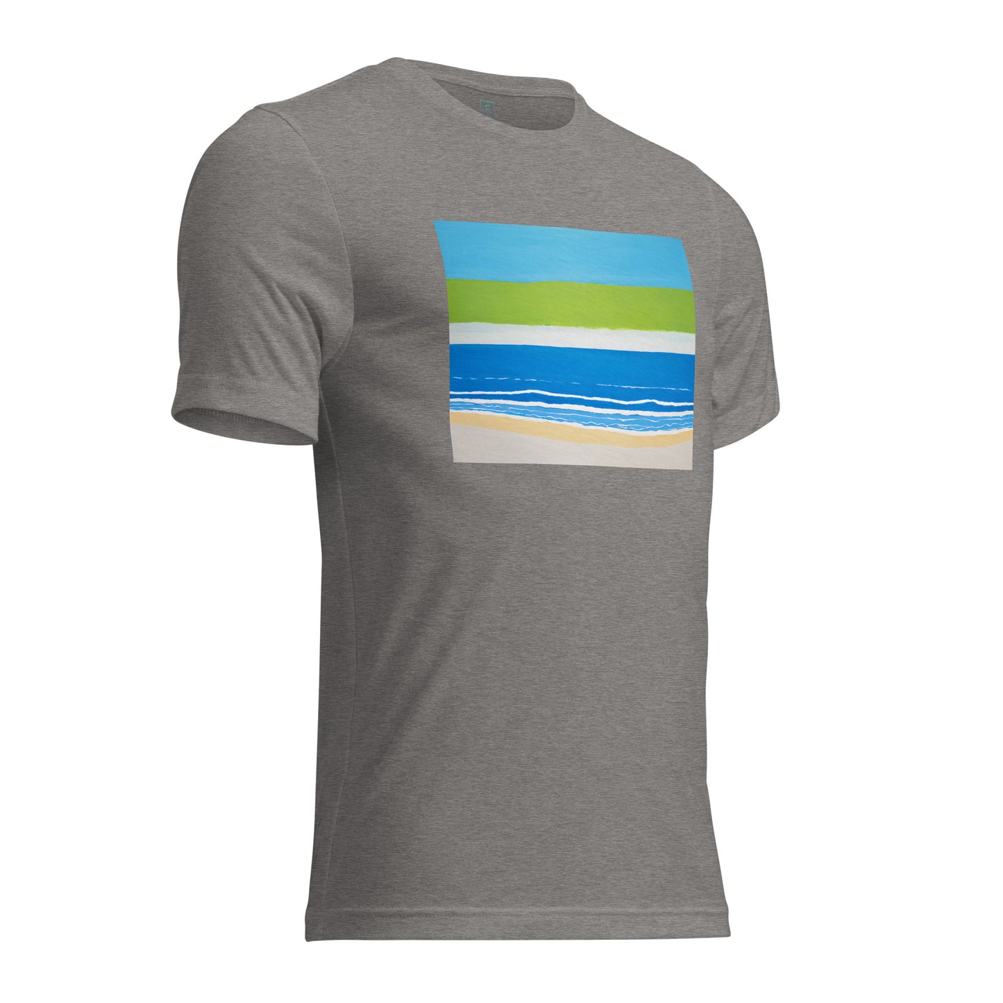 Men's Short Sleeve T-Shirt With Printed Logo On Left Shoulder - Beach 10002